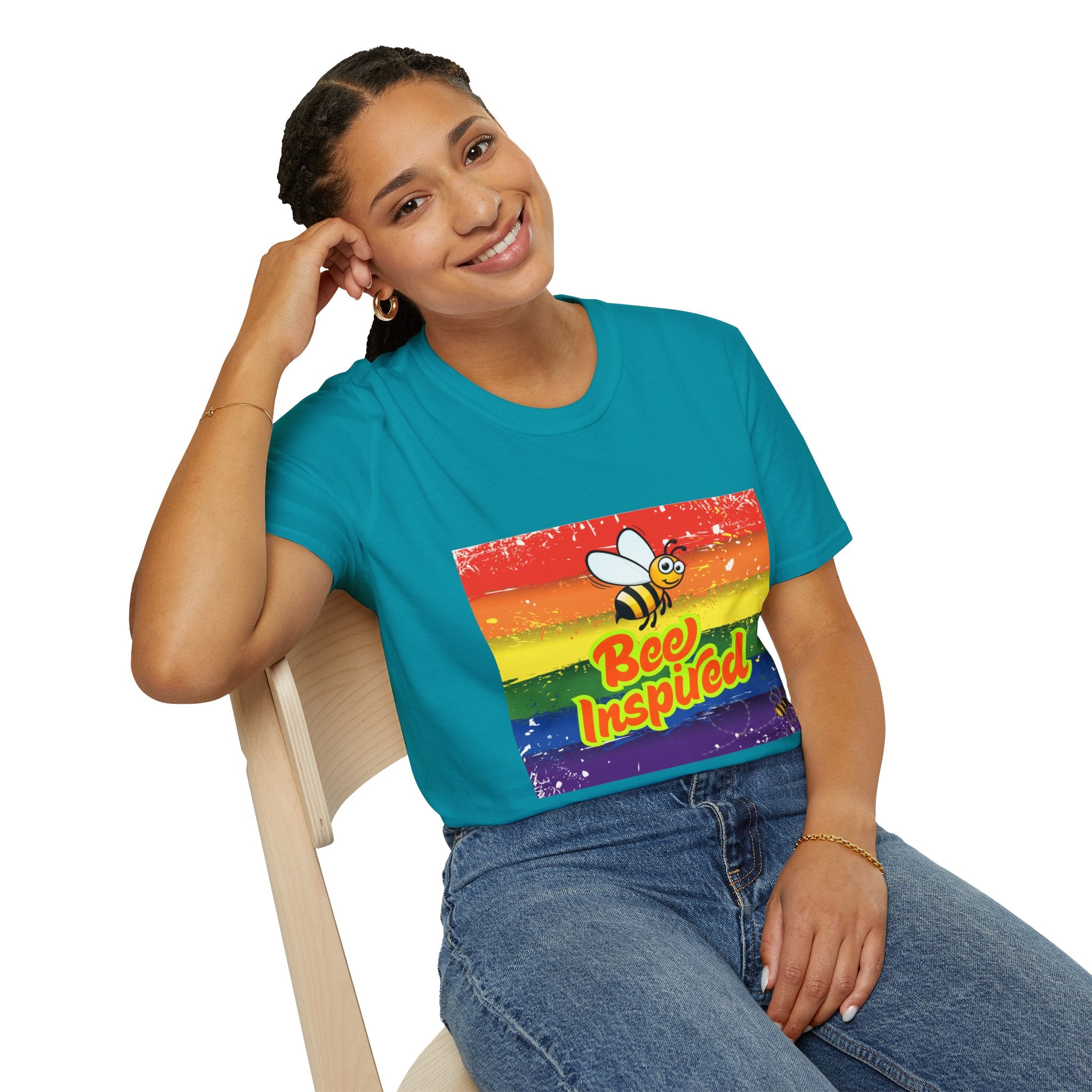 Bee Inspired Rainbow Unisex Softstyle T-Shirt