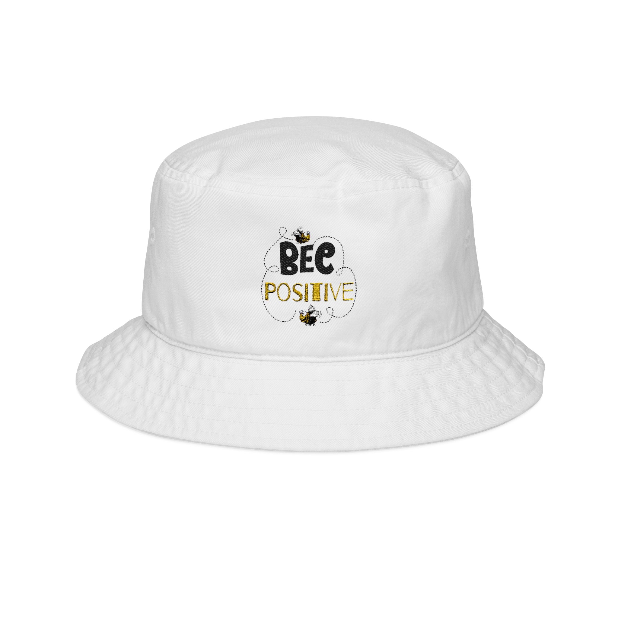 Bee Positive Embroidered Bucket Hat