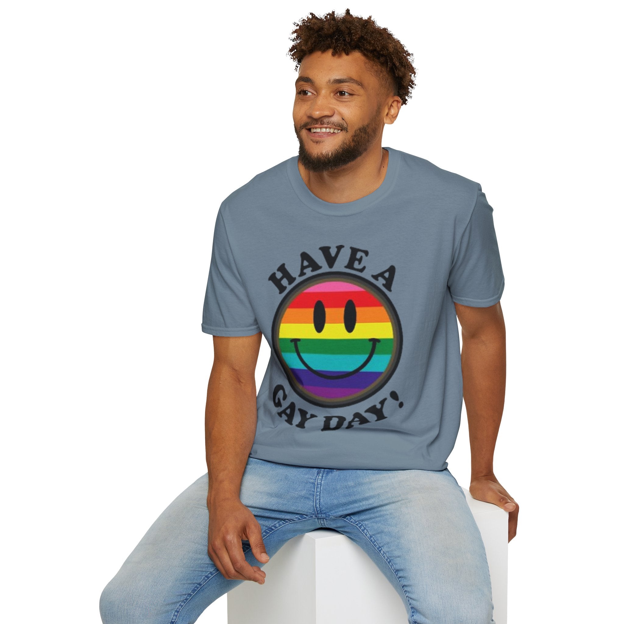 Have A Gay Day Rainbow Smile Unisex Softstyle T-Shirt