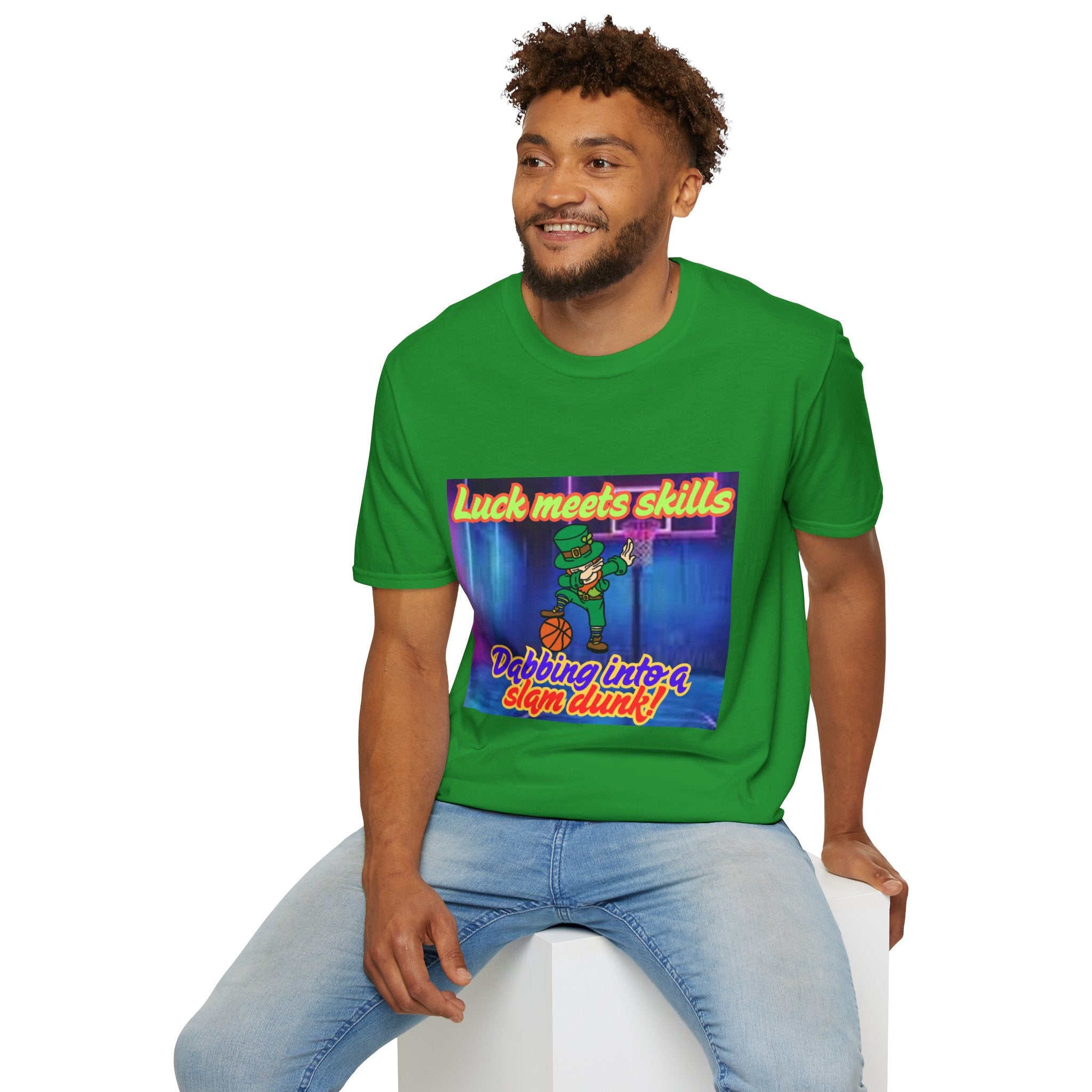 Luck Meets Skills Dabbing Into A Slam Dunk! Unisex Softstyle T-Shirt