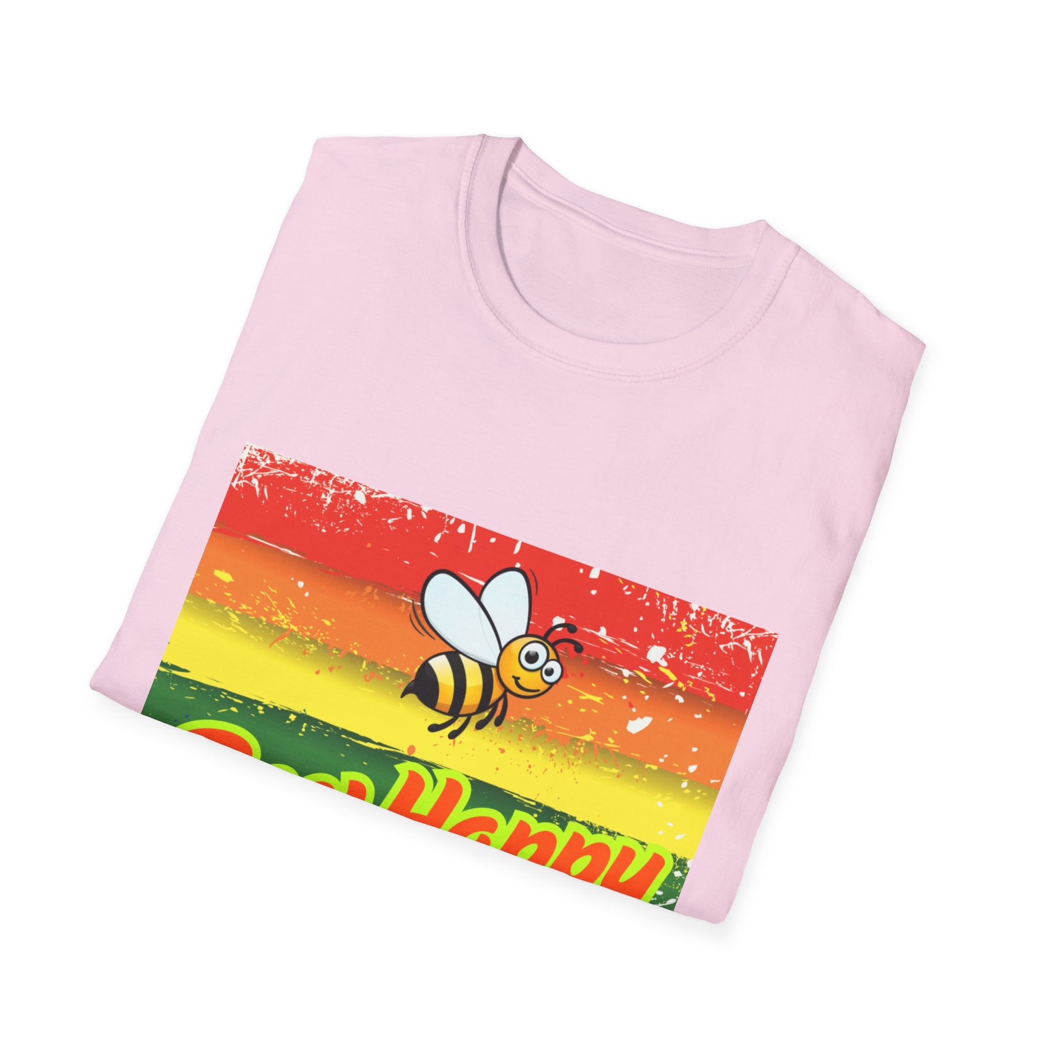 Bee Happy Rainbow Unisex Softstyle T-Shirt