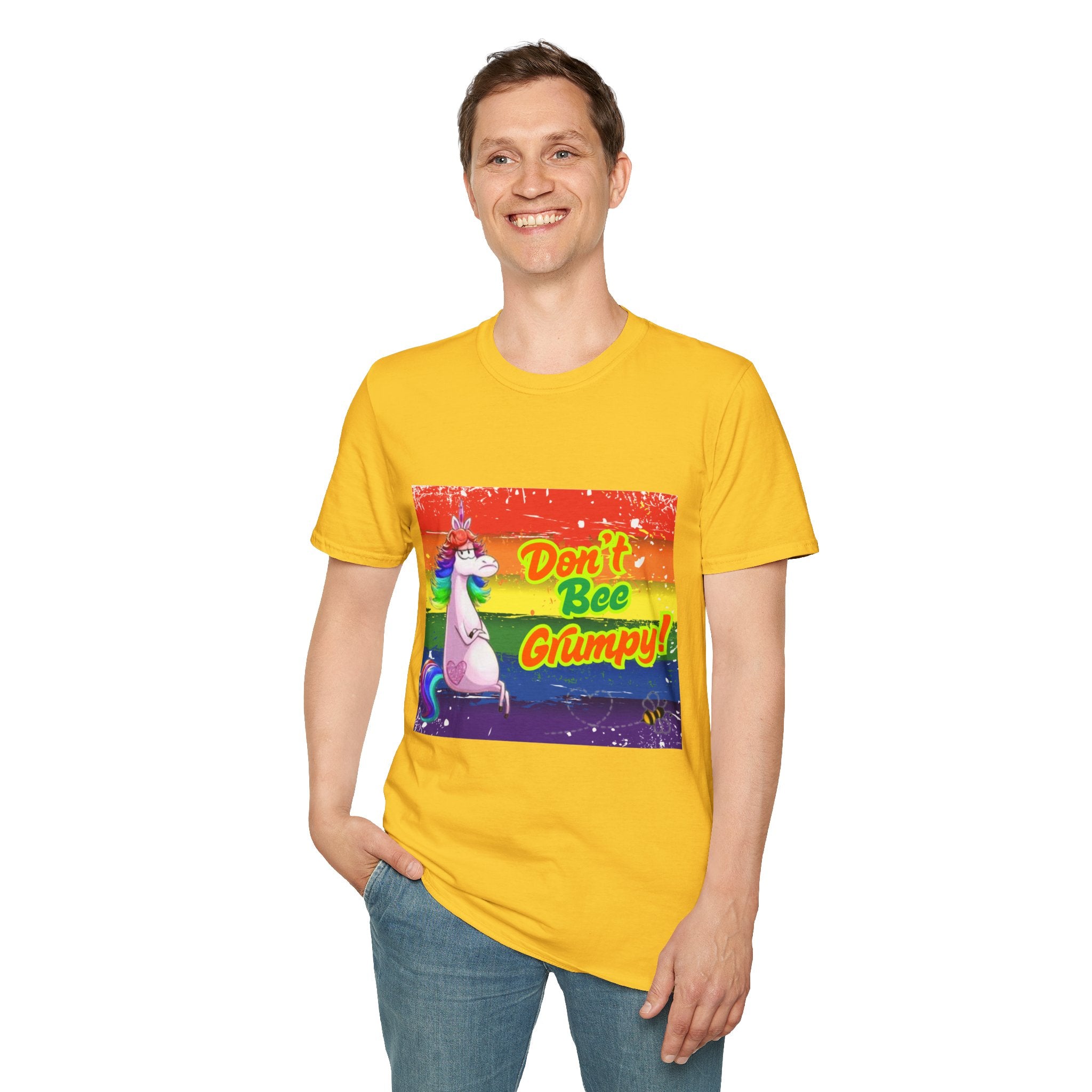 Don't Bee Grumpy Rainbow Unisex Softstyle T-Shirt
