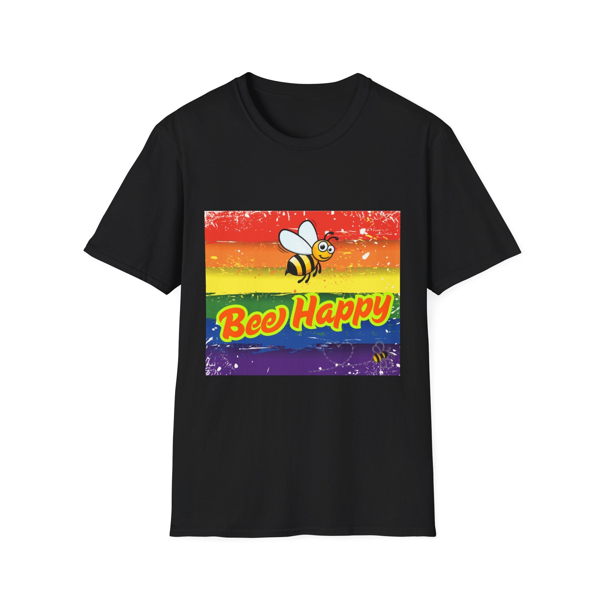 Bee Happy Rainbow Unisex Softstyle T-Shirt