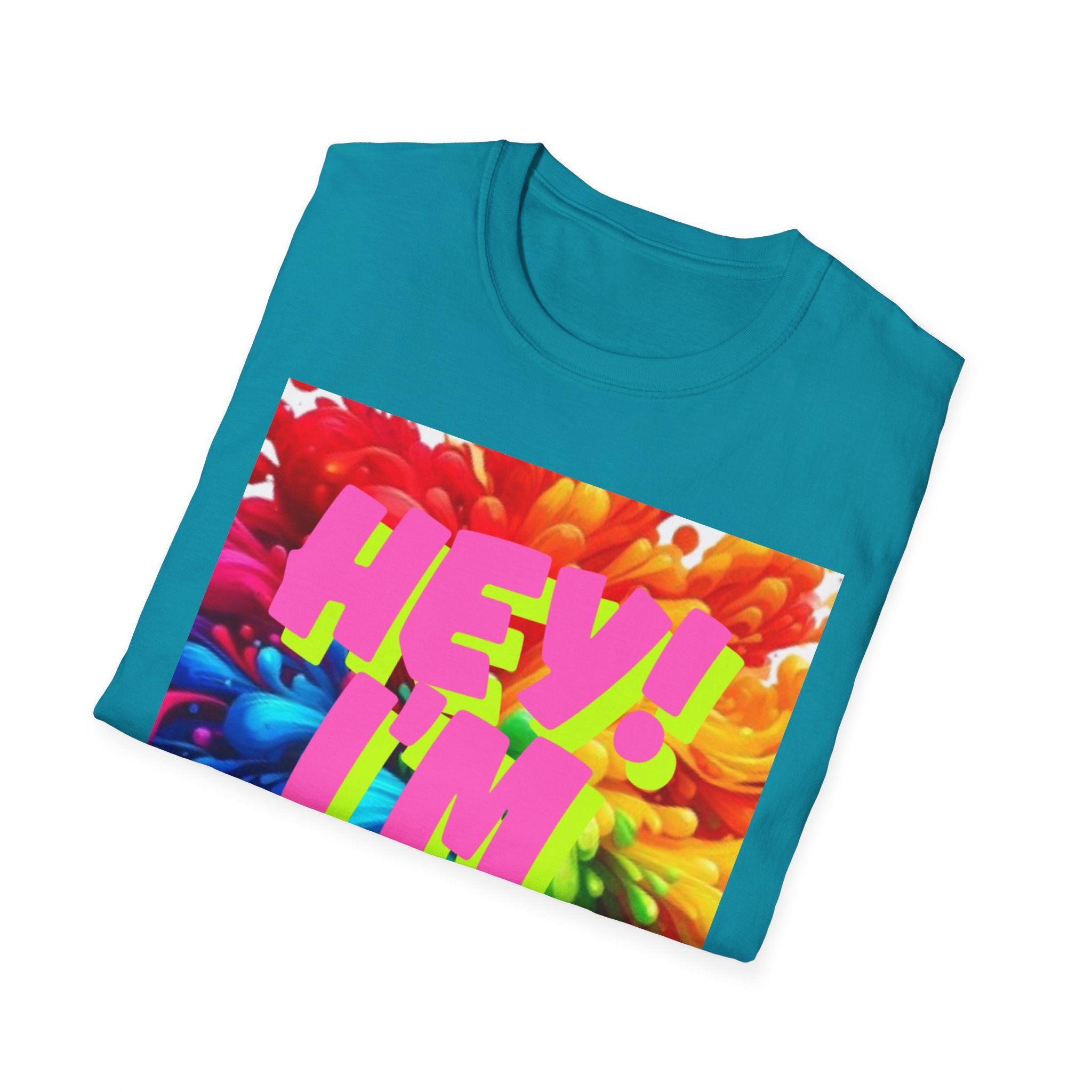 Hey I'm Gay! Heart Unisex Softstyle T-Shirt