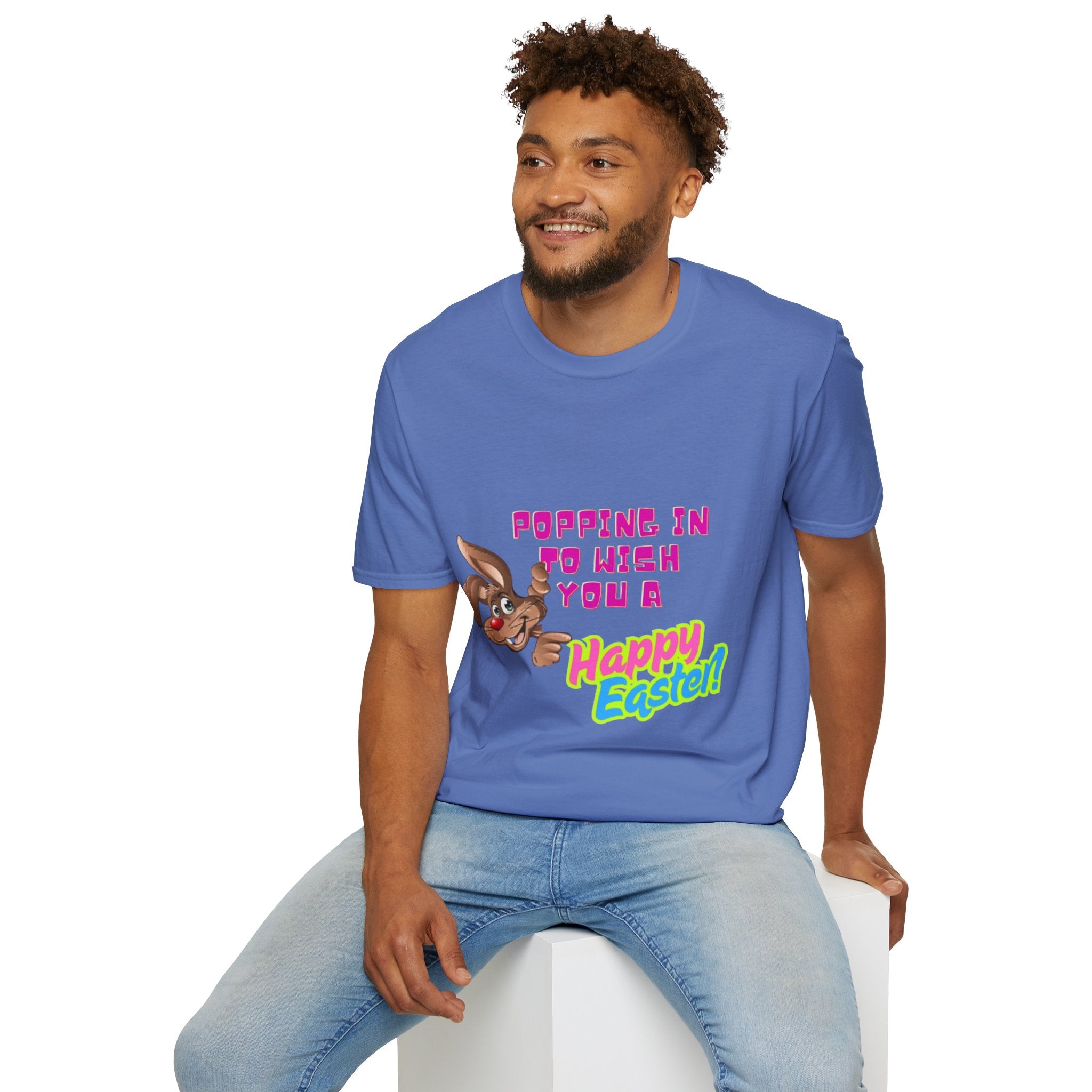 Popping In To Wish You A Happy Easter Bunny Unisex Softstyle T-Shirt