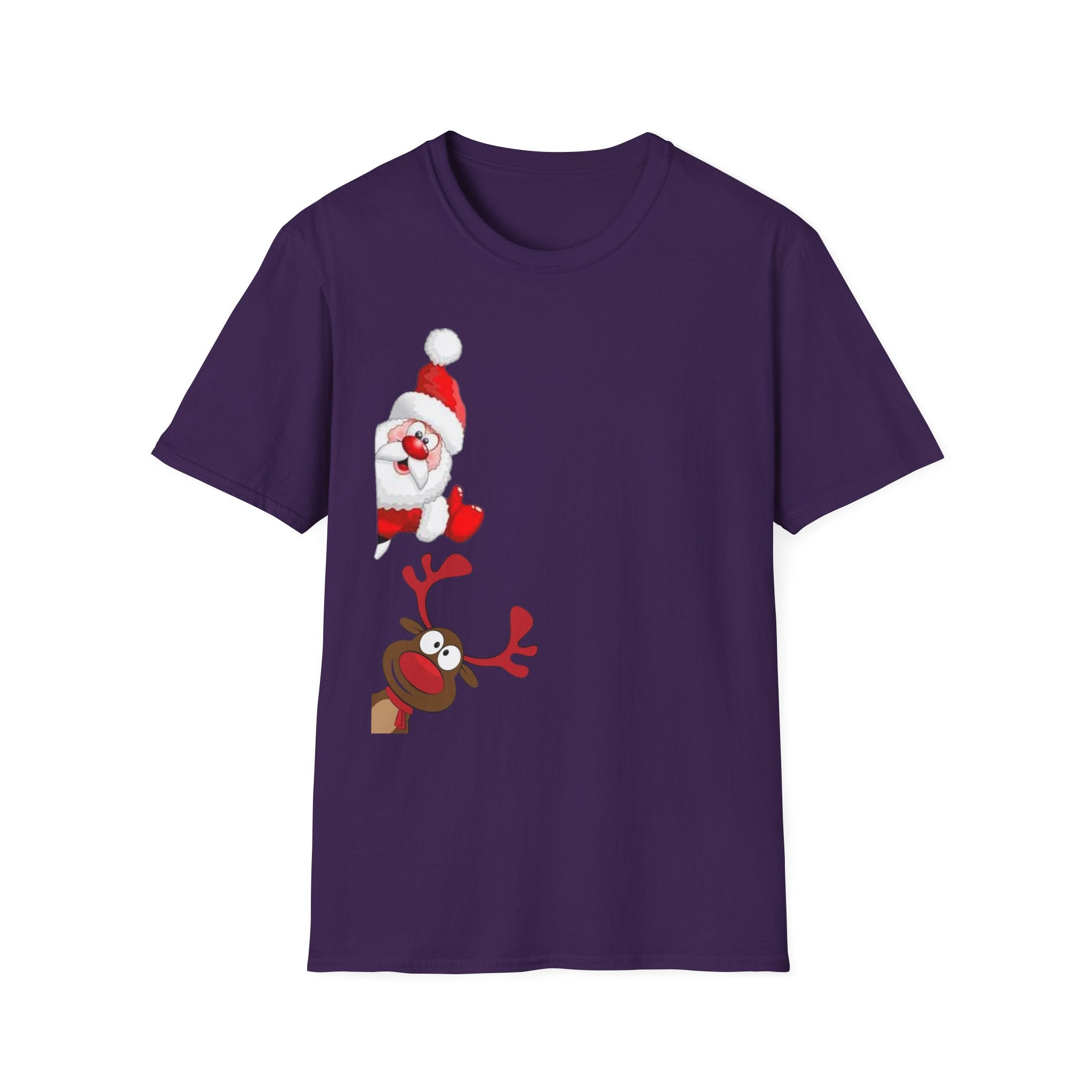 Christmas Santa and Reindeer Unisex Softstyle T-Shirt
