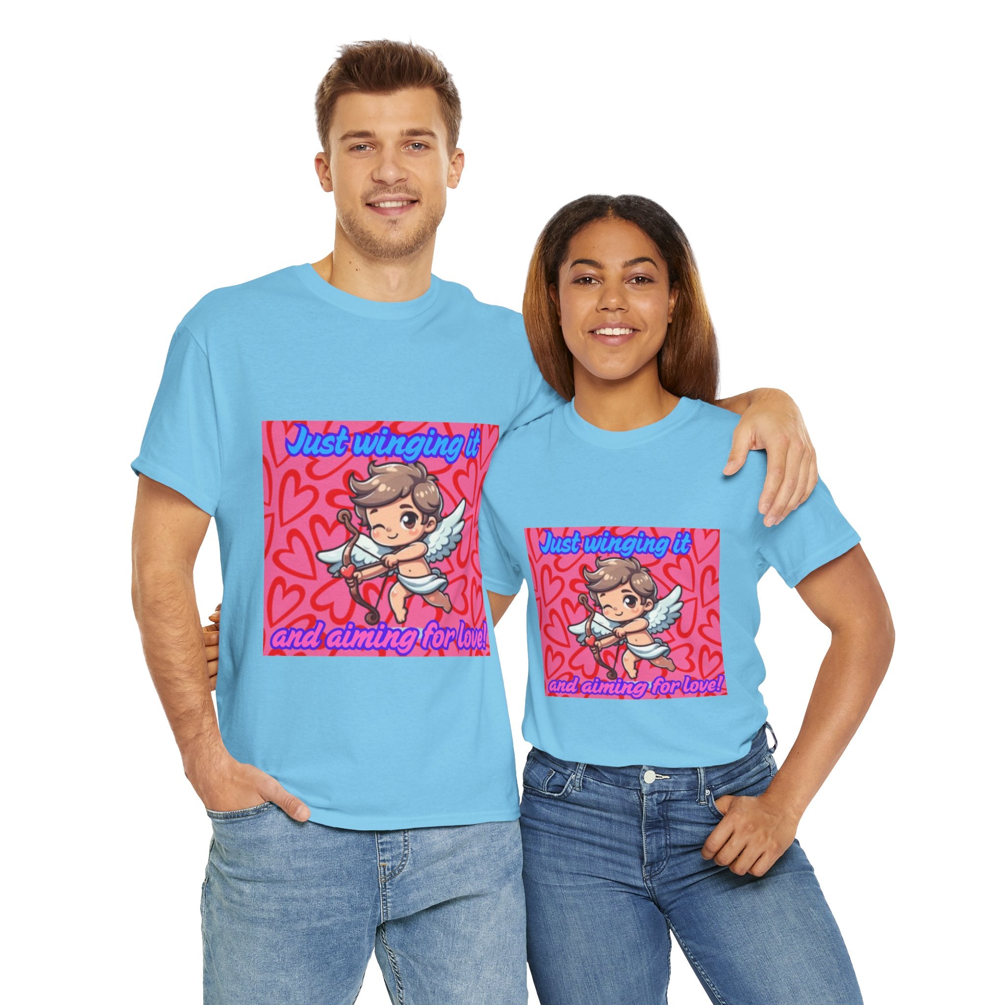 Just Winging It And Aiming For Love Unisex Heavy Cotton T-Shirt