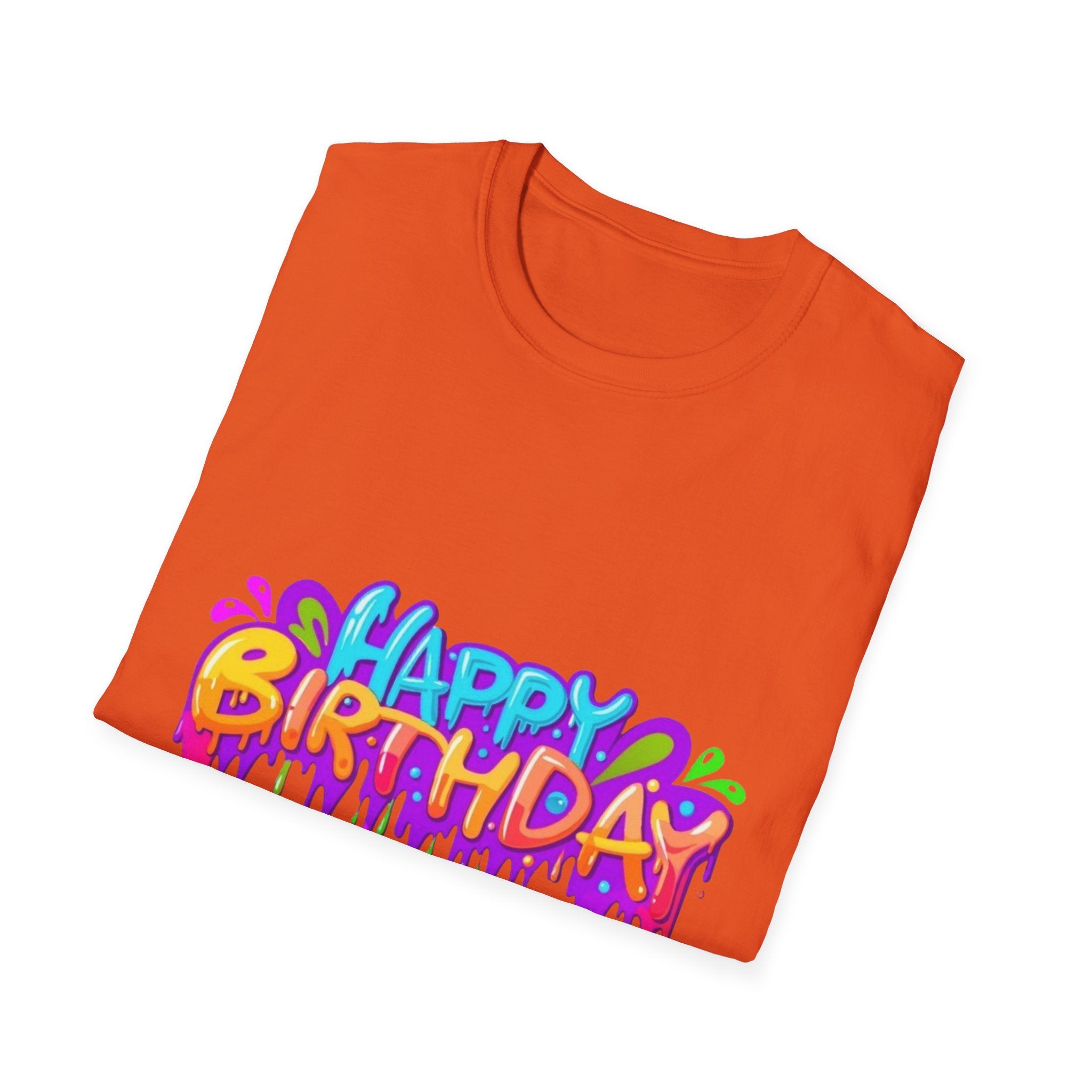 Happy Birthday Unisex Softstyle Short Sleeve T-Shirt Personalize It!