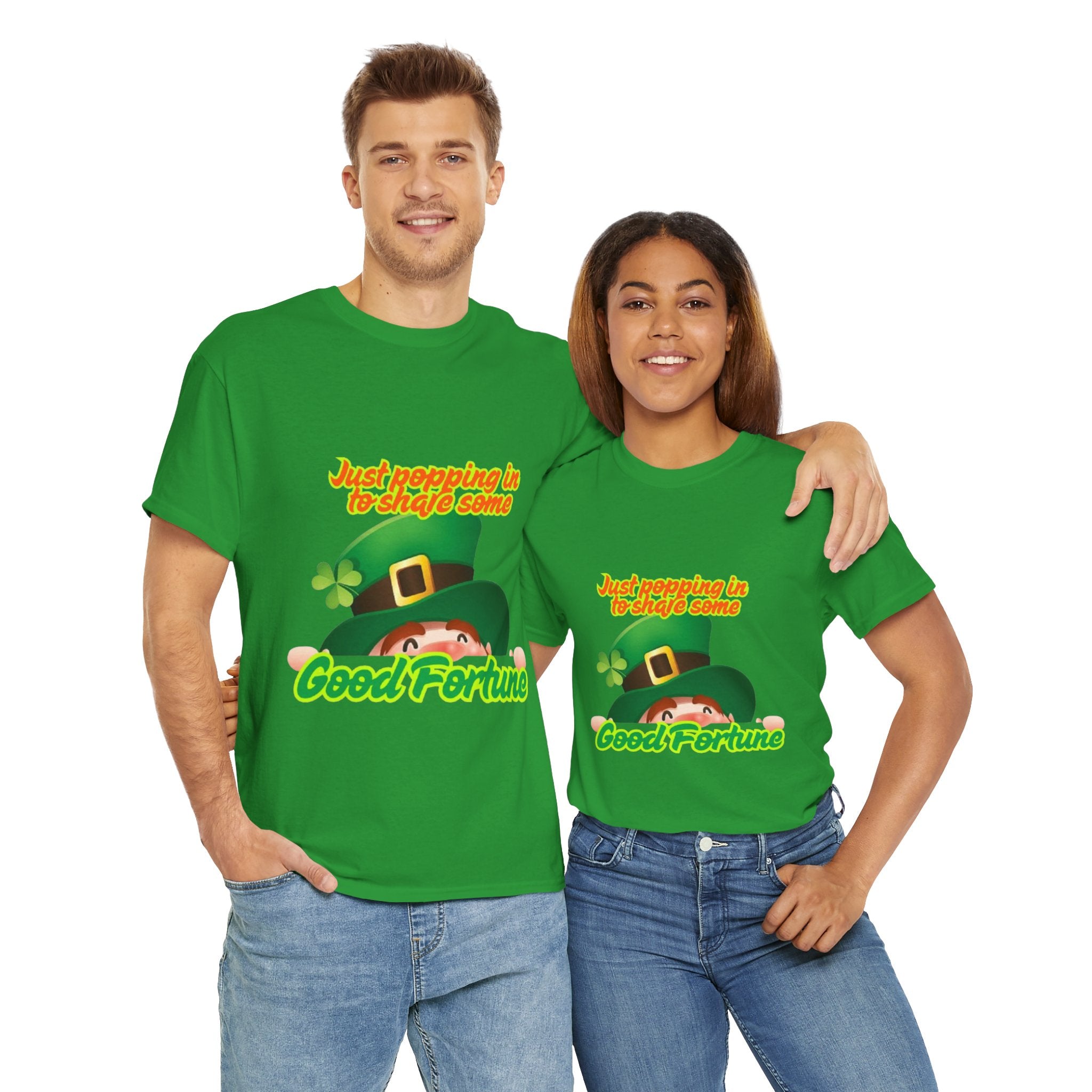 Just Popping In To Share Some Good Fortune Unisex Heavy Cotton T-Shirt