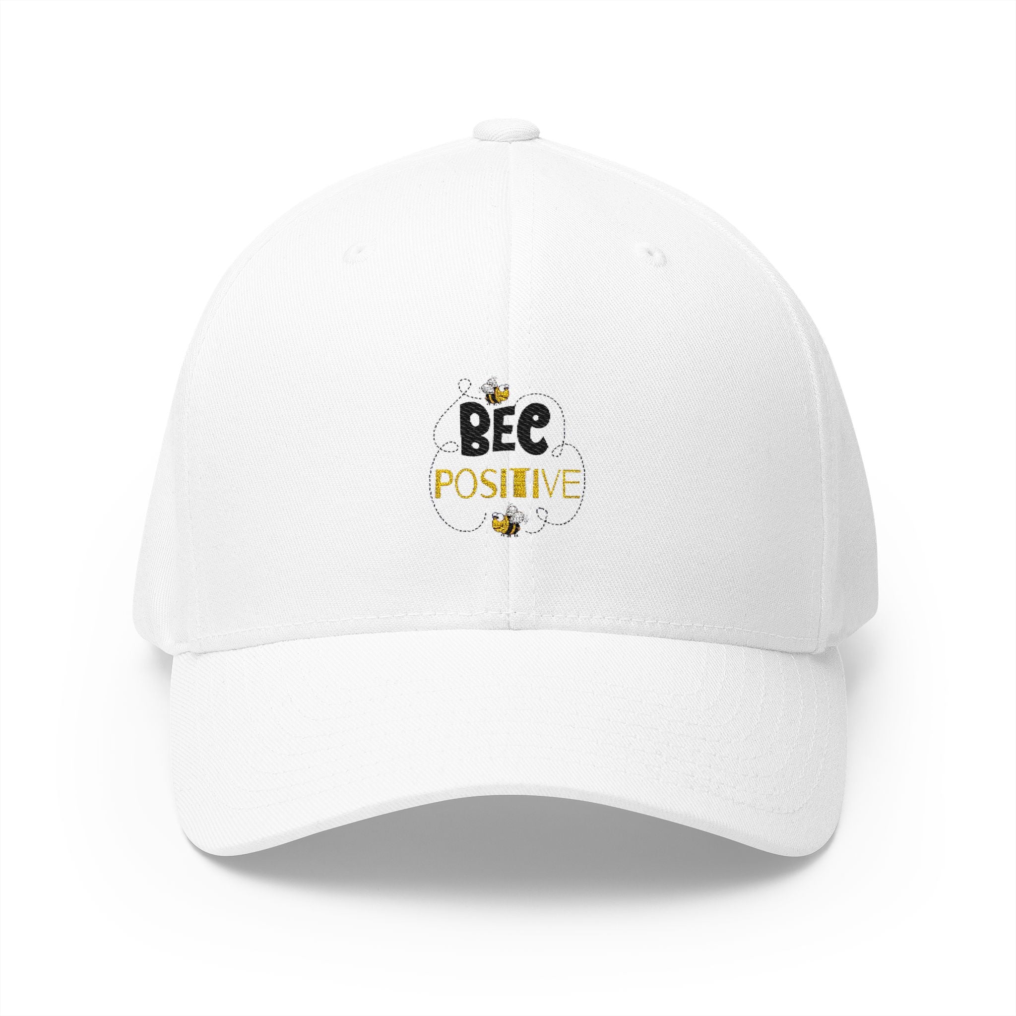 Bee Positive Closed-Back Structured Embroidered Cap