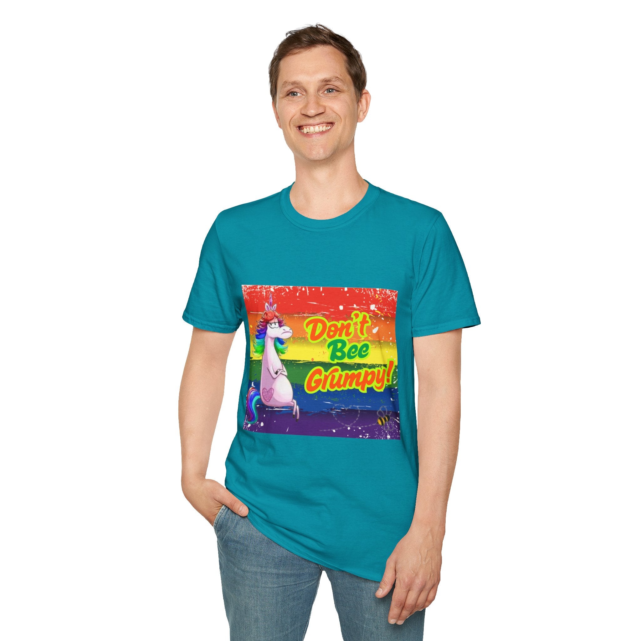 Don't Bee Grumpy Rainbow Unisex Softstyle T-Shirt