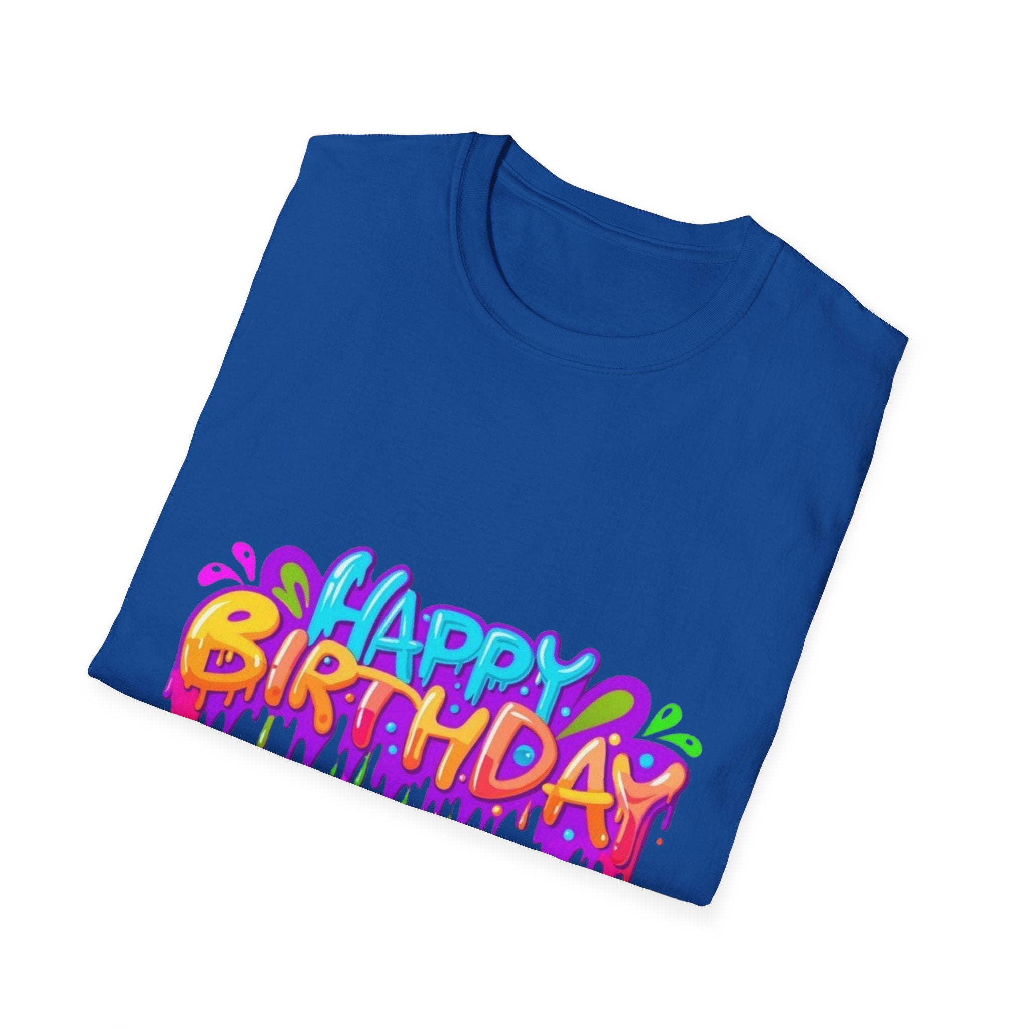 Happy Birthday Unisex Softstyle Short Sleeve T-Shirt Personalize It!