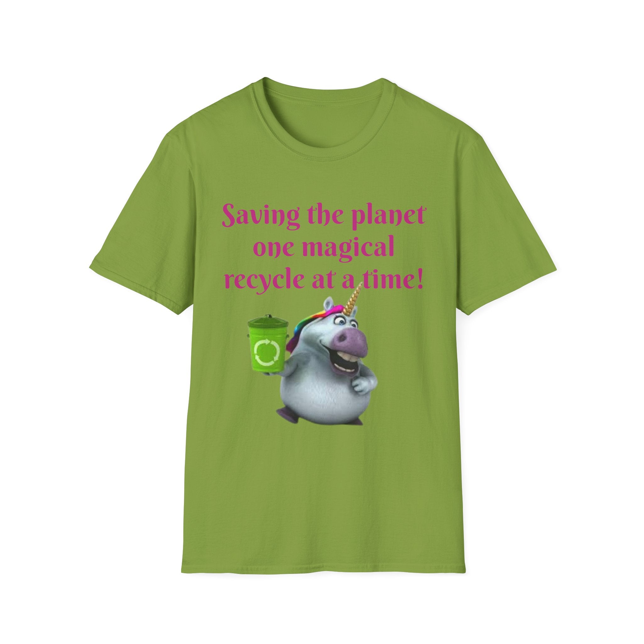 Saving The Planet One Magical Recycle At A Time! Unicorn Unisex Softstyle T-Shirt
