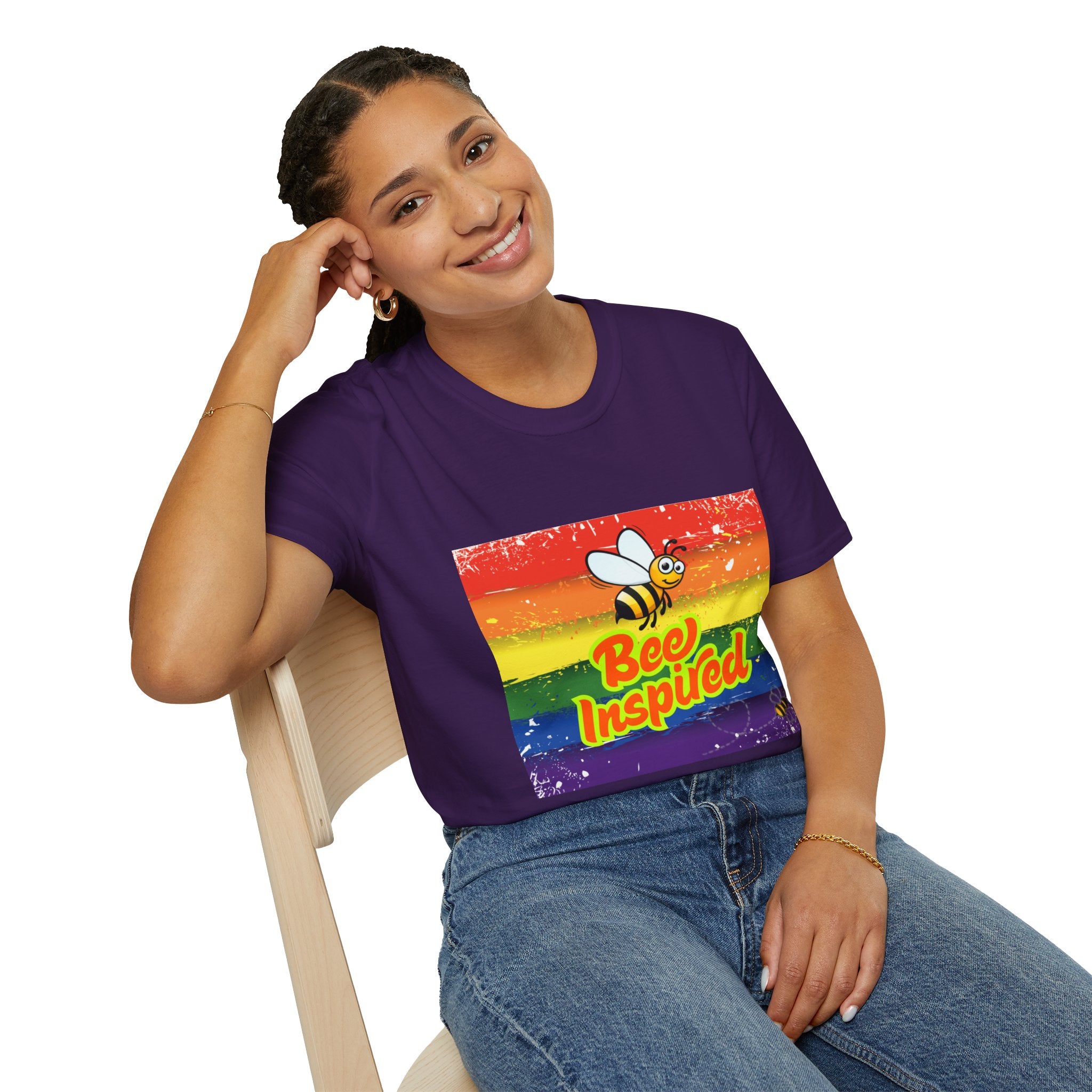 Bee Inspired Rainbow Unisex Softstyle T-Shirt