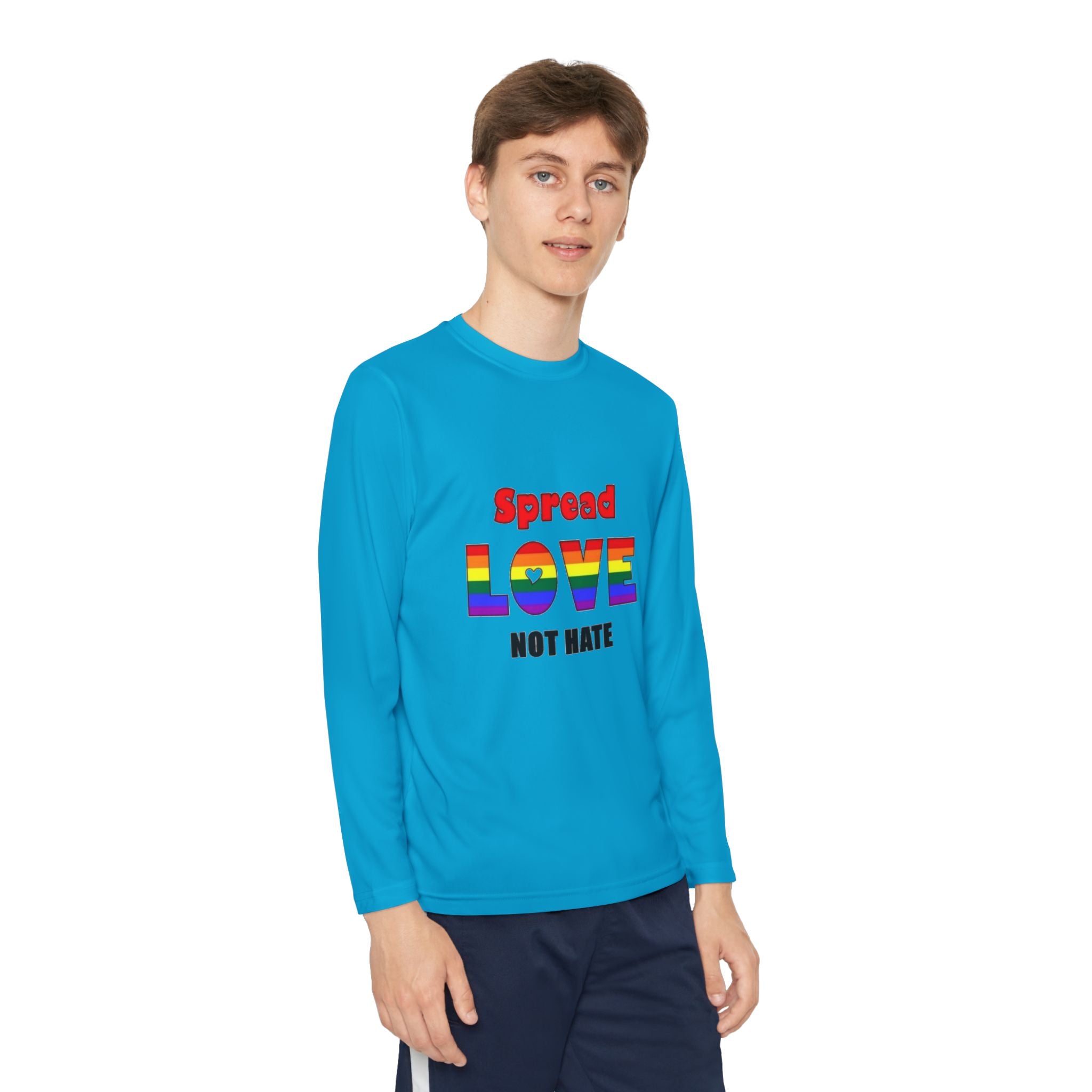 Spread Love Not Hate Youth Long Sleeve Competitor T-Shirt