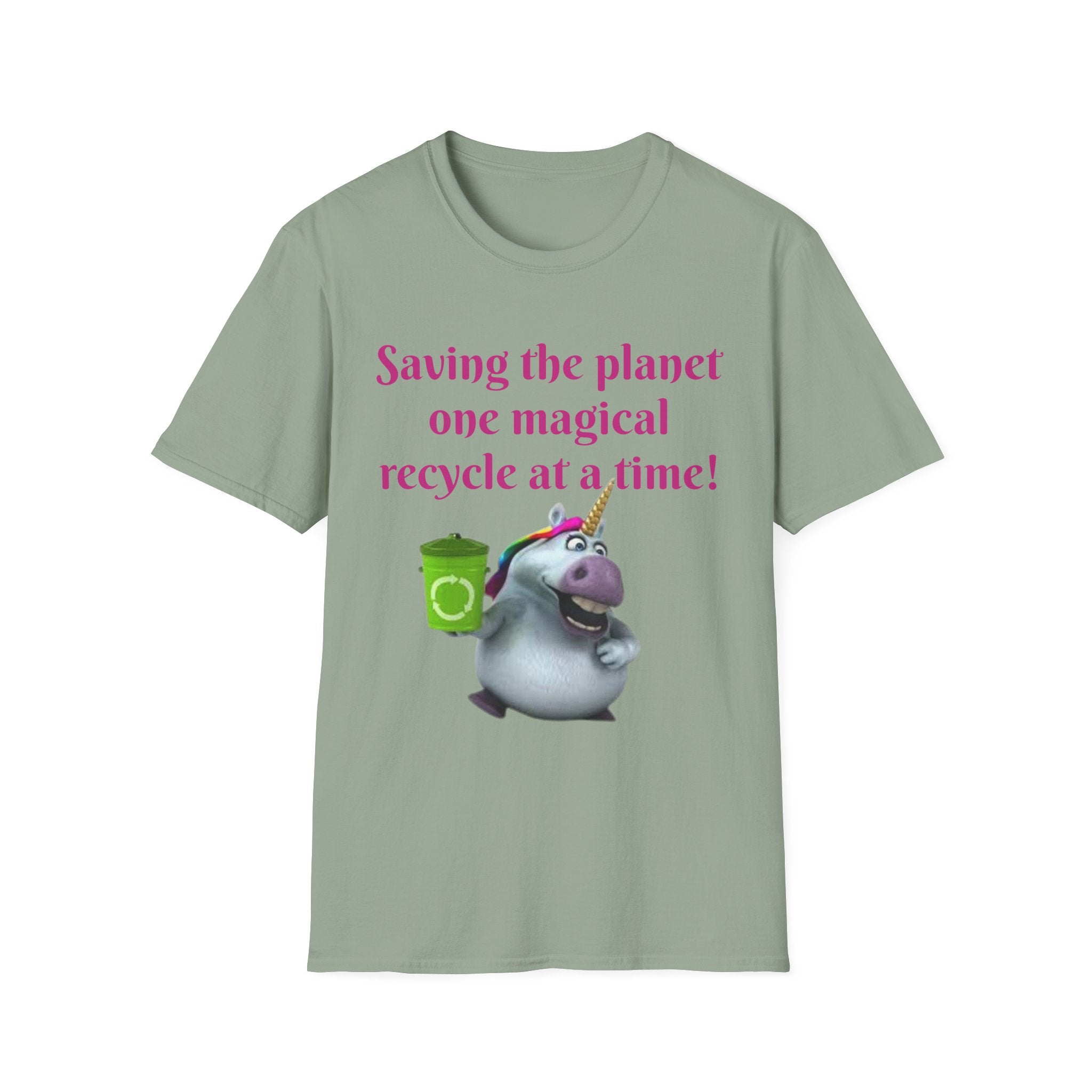 Saving The Planet One Magical Recycle At A Time! Unicorn Unisex Softstyle T-Shirt
