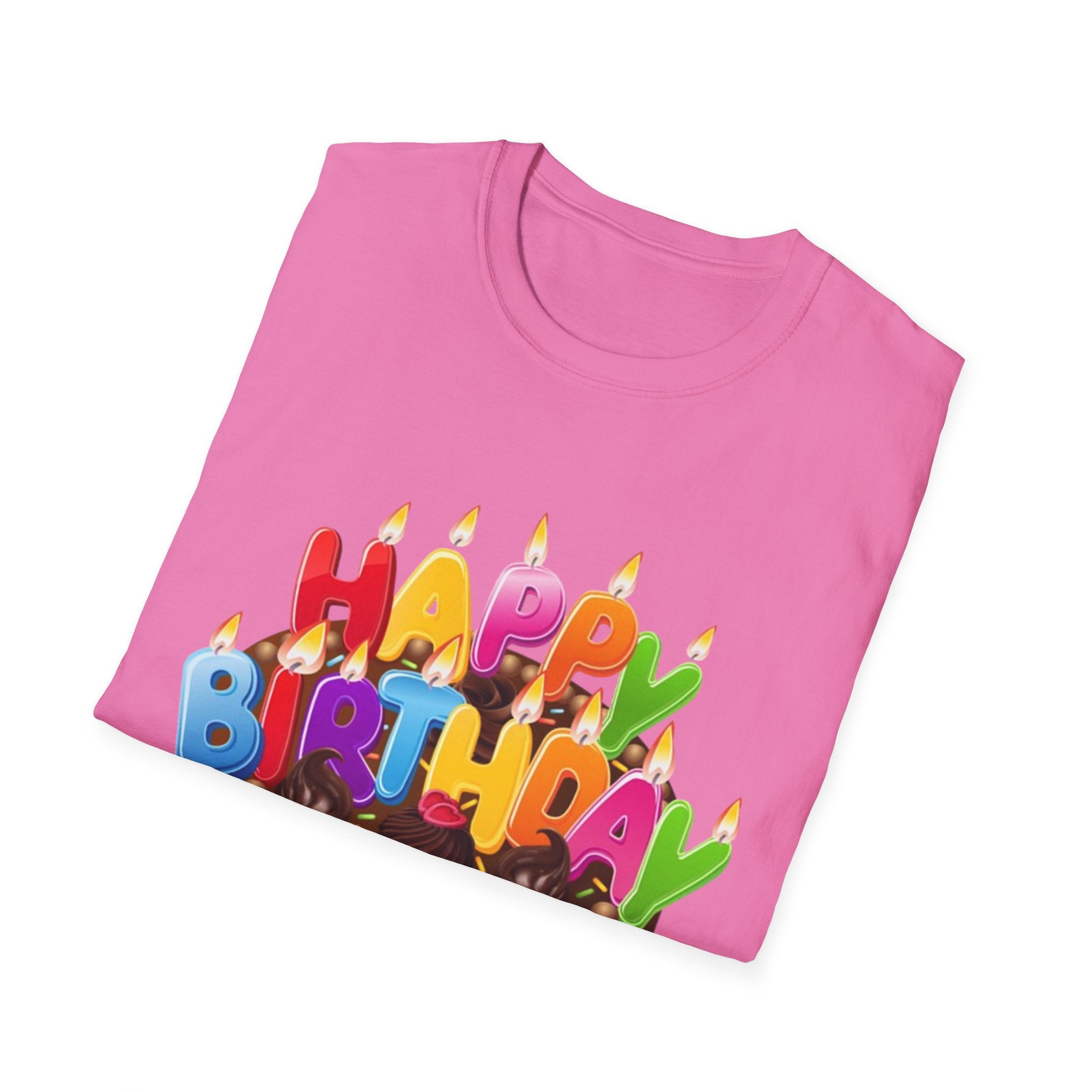 Happy Birthday Cake Unisex Softstyle T-Shirt Personalize It!