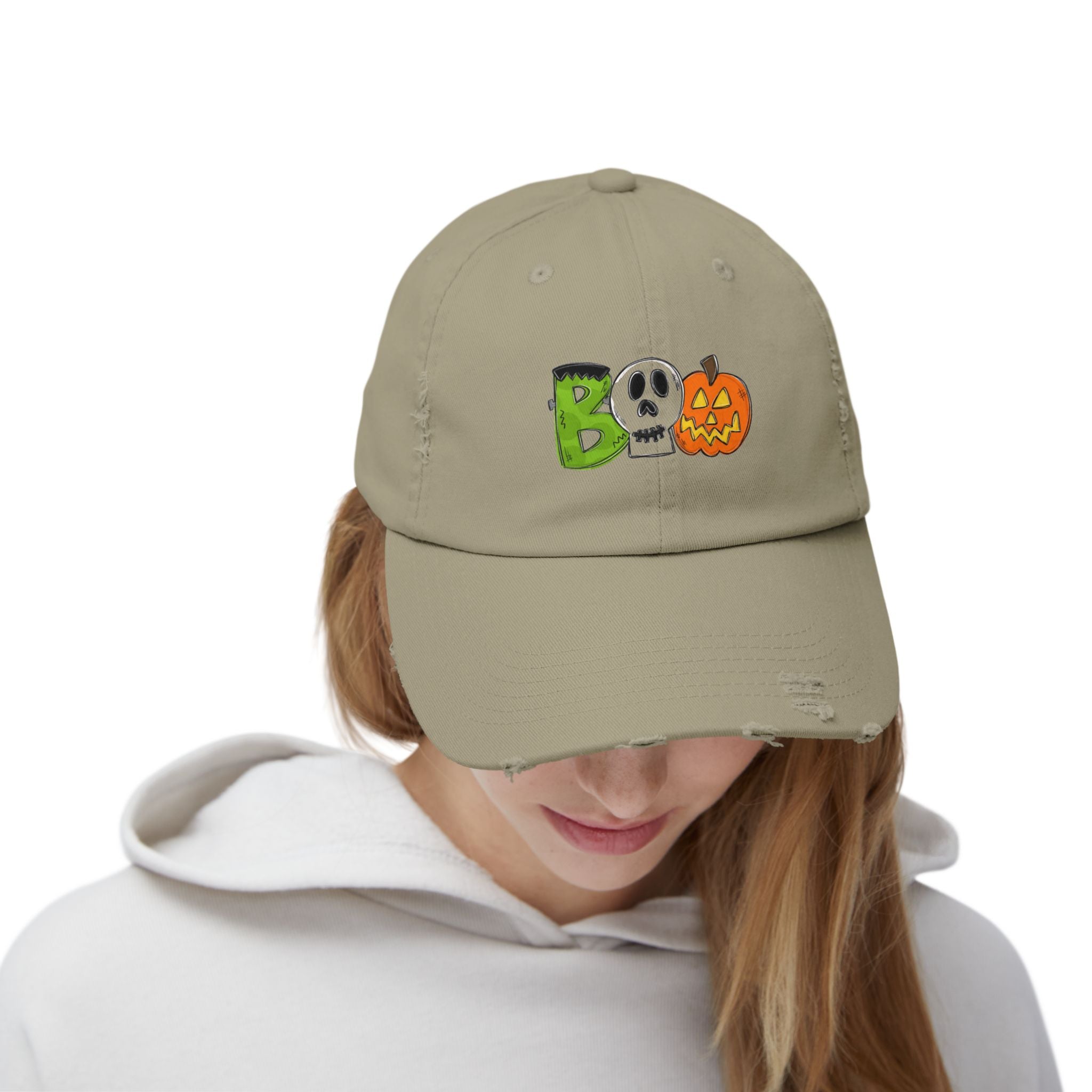Halloween BOO Unisex Distressed Cap