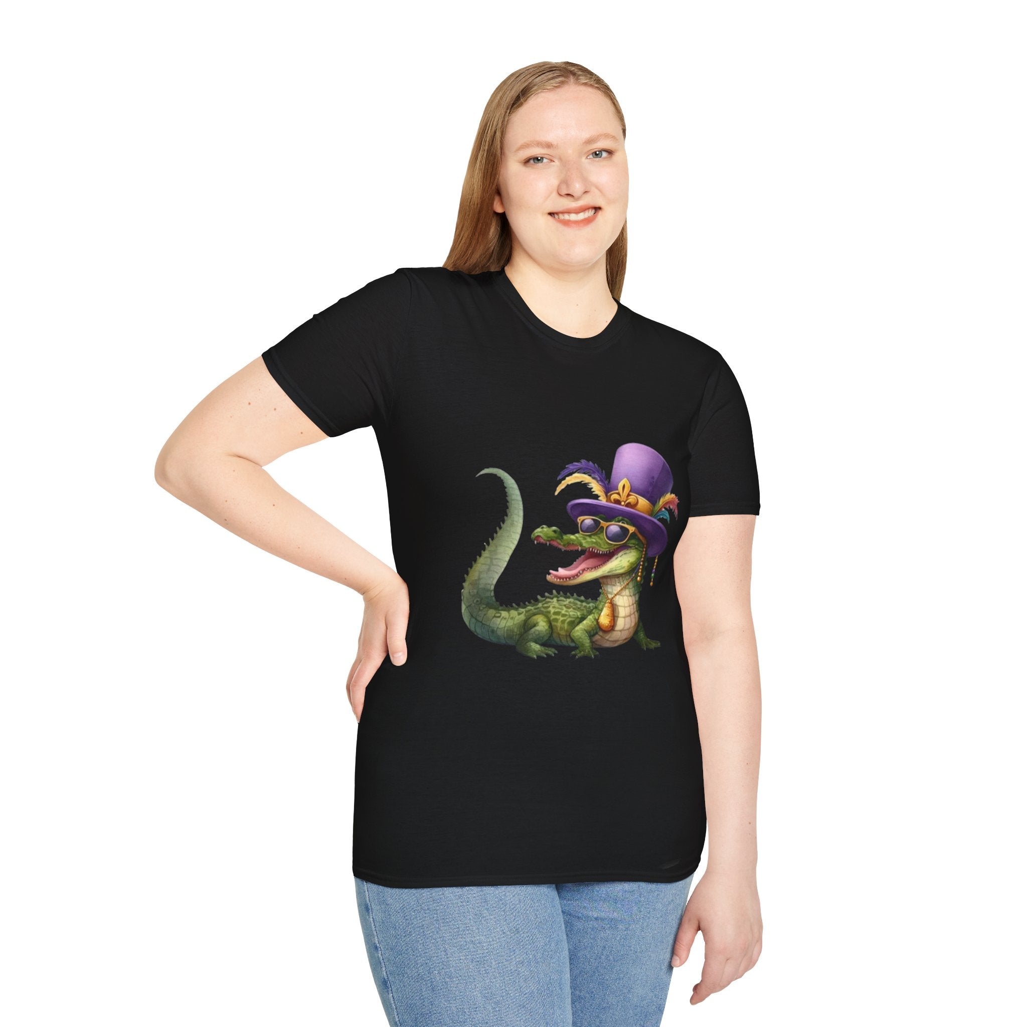 Mardi Gras Alligator Unisex Softstyle T-Shirt