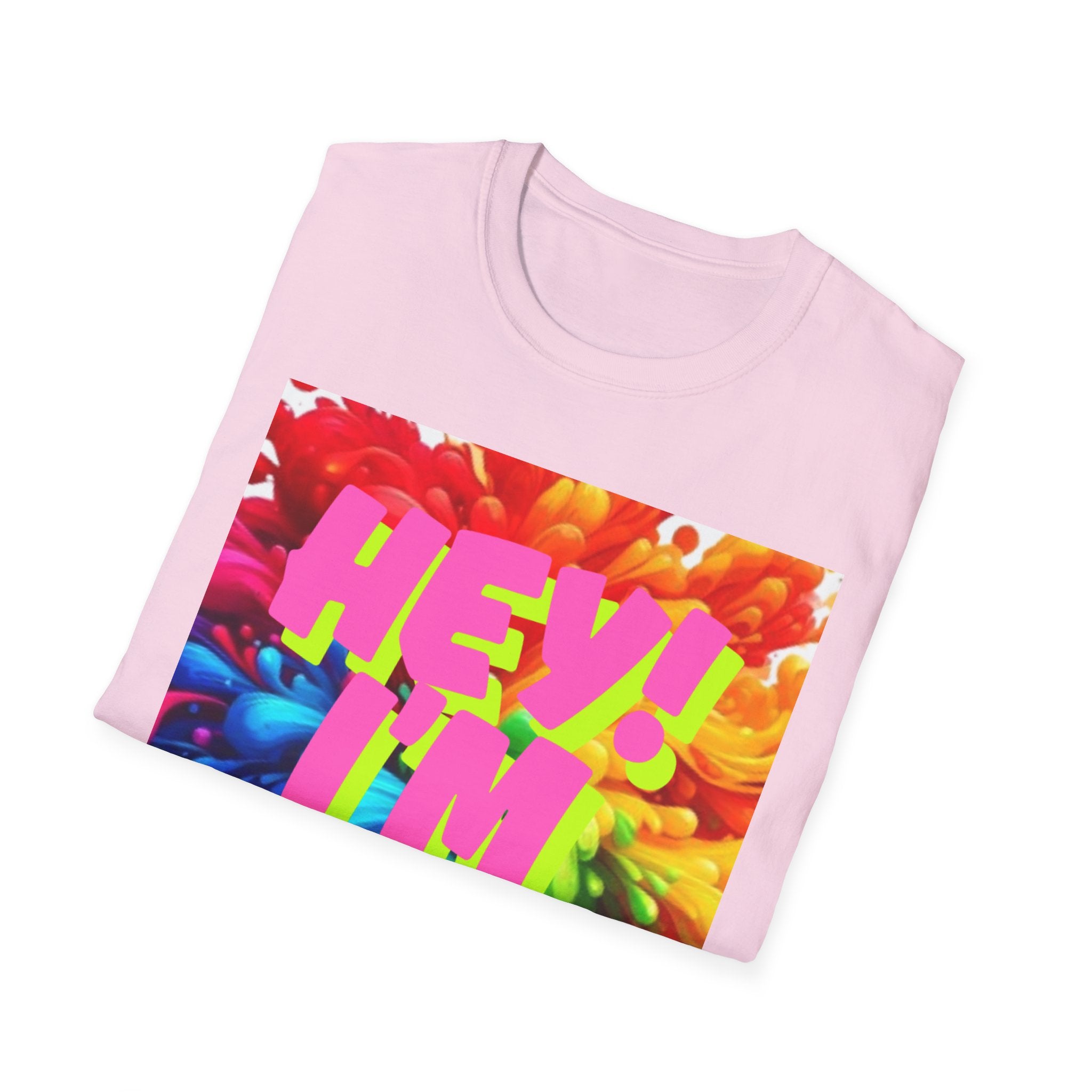 Hey I'm Gay! Heart Unisex Softstyle T-Shirt