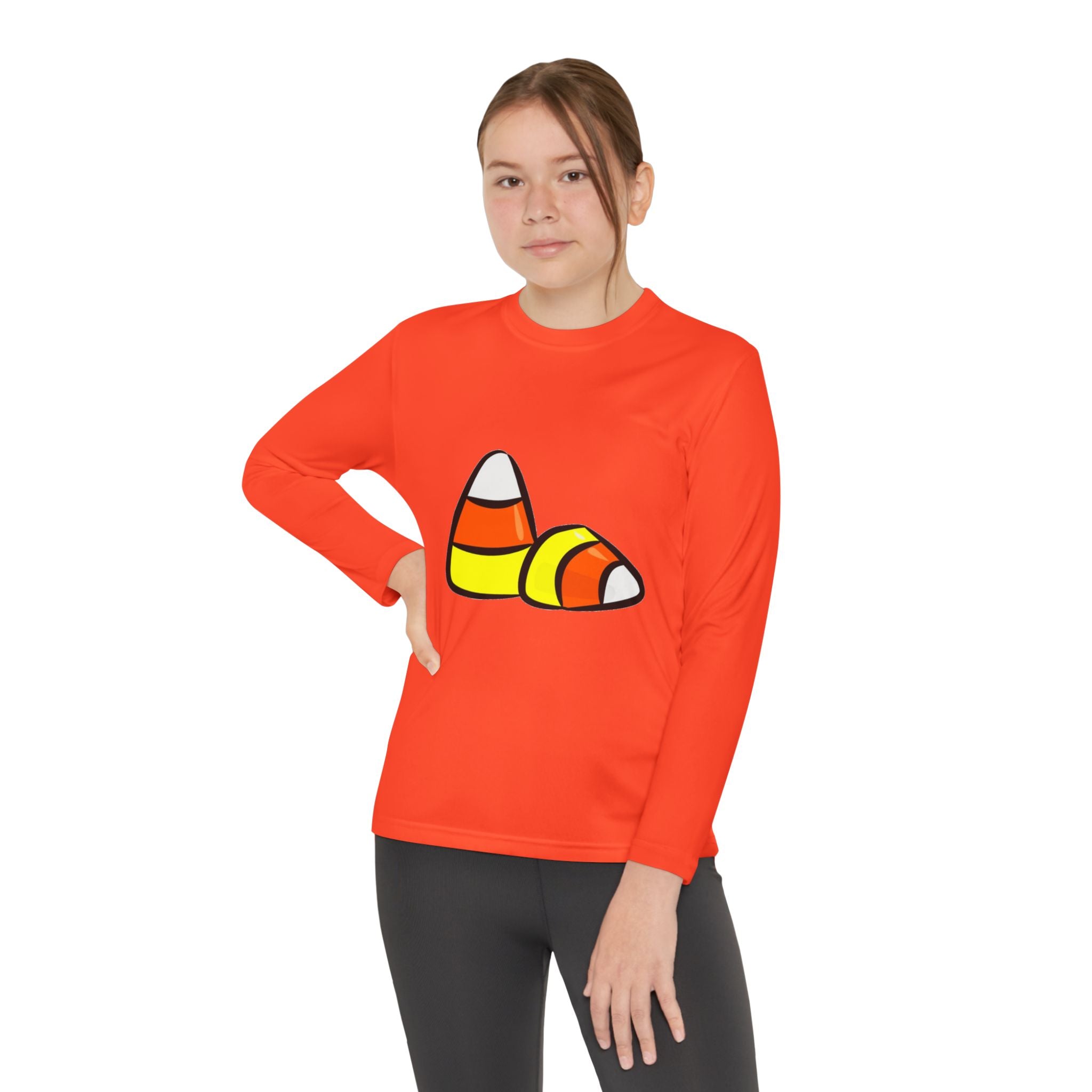 Halloween Candy Corn Youth Long Sleeve Competitor T-Shirt