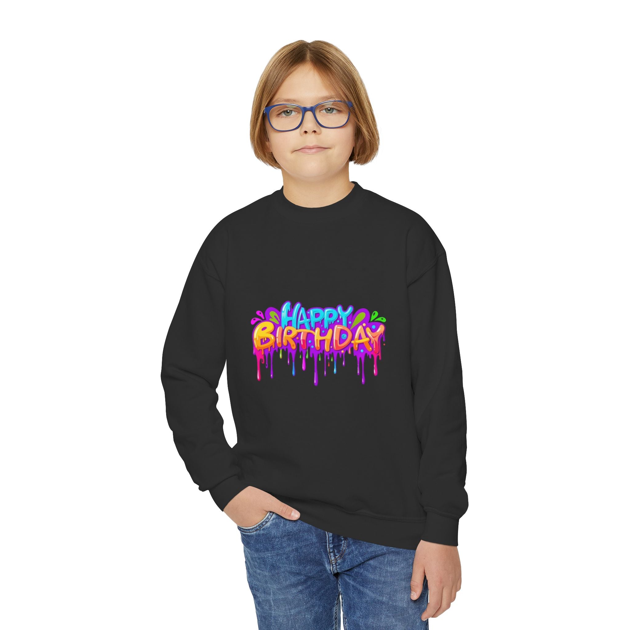 Happy Birthday Youth Crewneck Sweatshirt Personalize It!