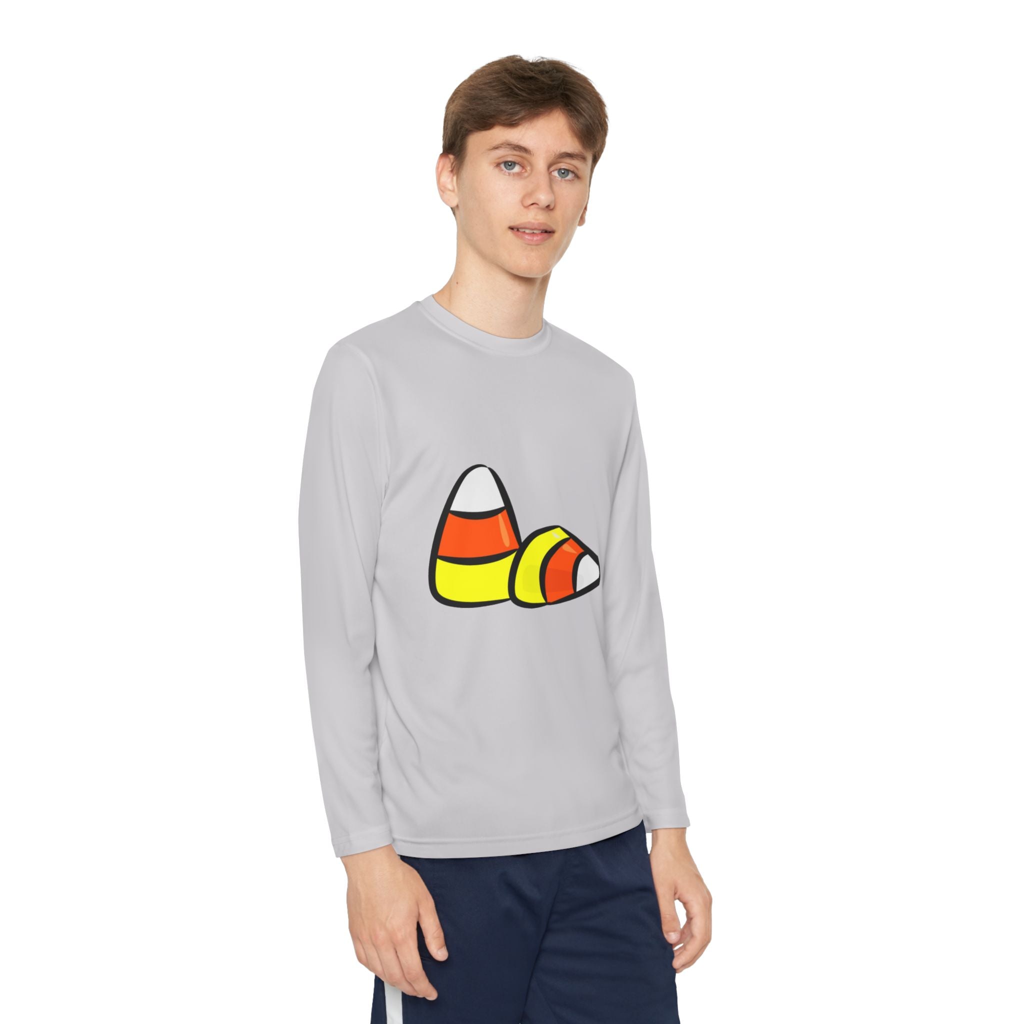 Halloween Candy Corn Youth Long Sleeve Competitor T-Shirt