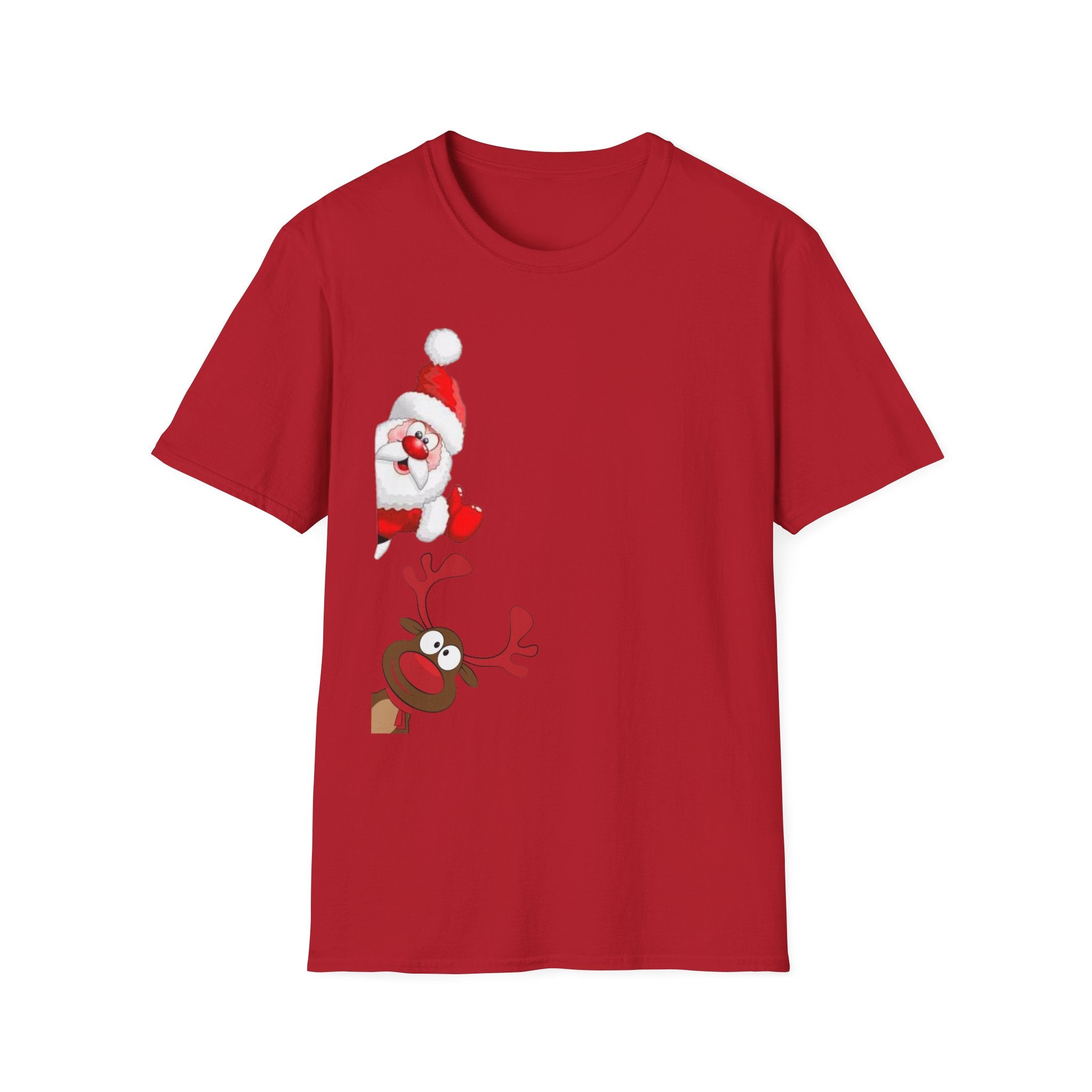 Christmas Santa and Reindeer Unisex Softstyle T-Shirt