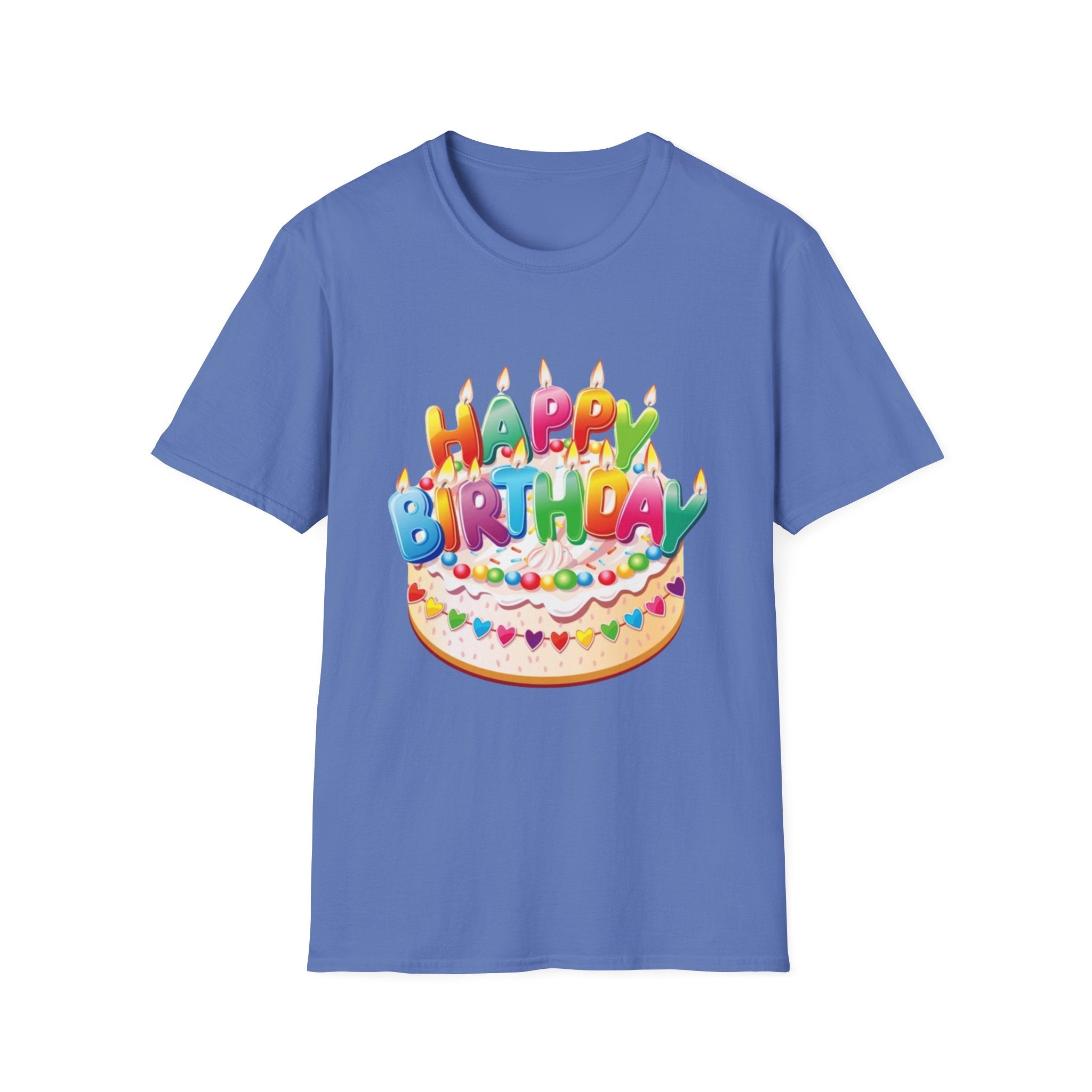 Happy Birthday Cake Unisex Softstyle T-Shirt-Personalize It!