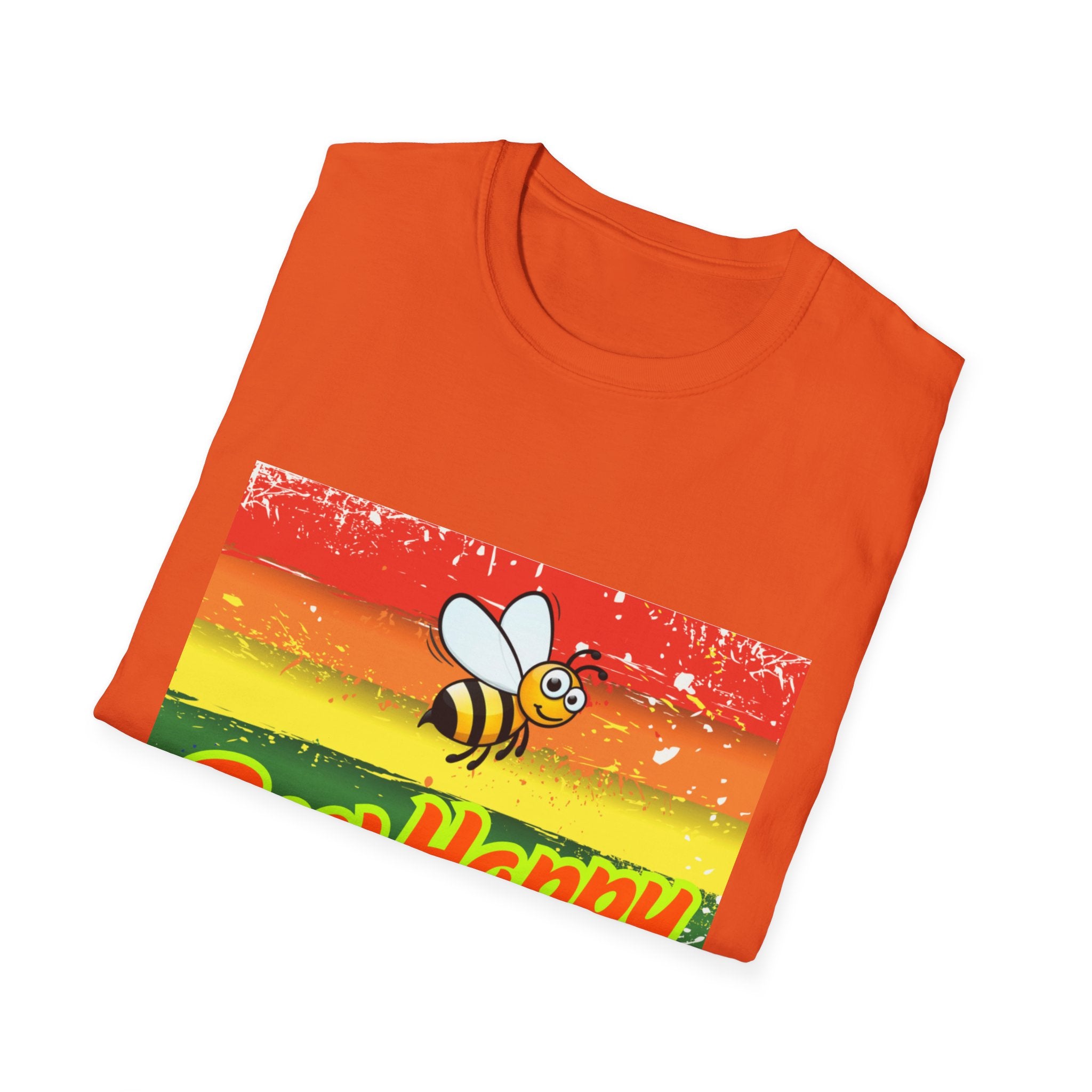 Bee Happy Rainbow Unisex Softstyle T-Shirt