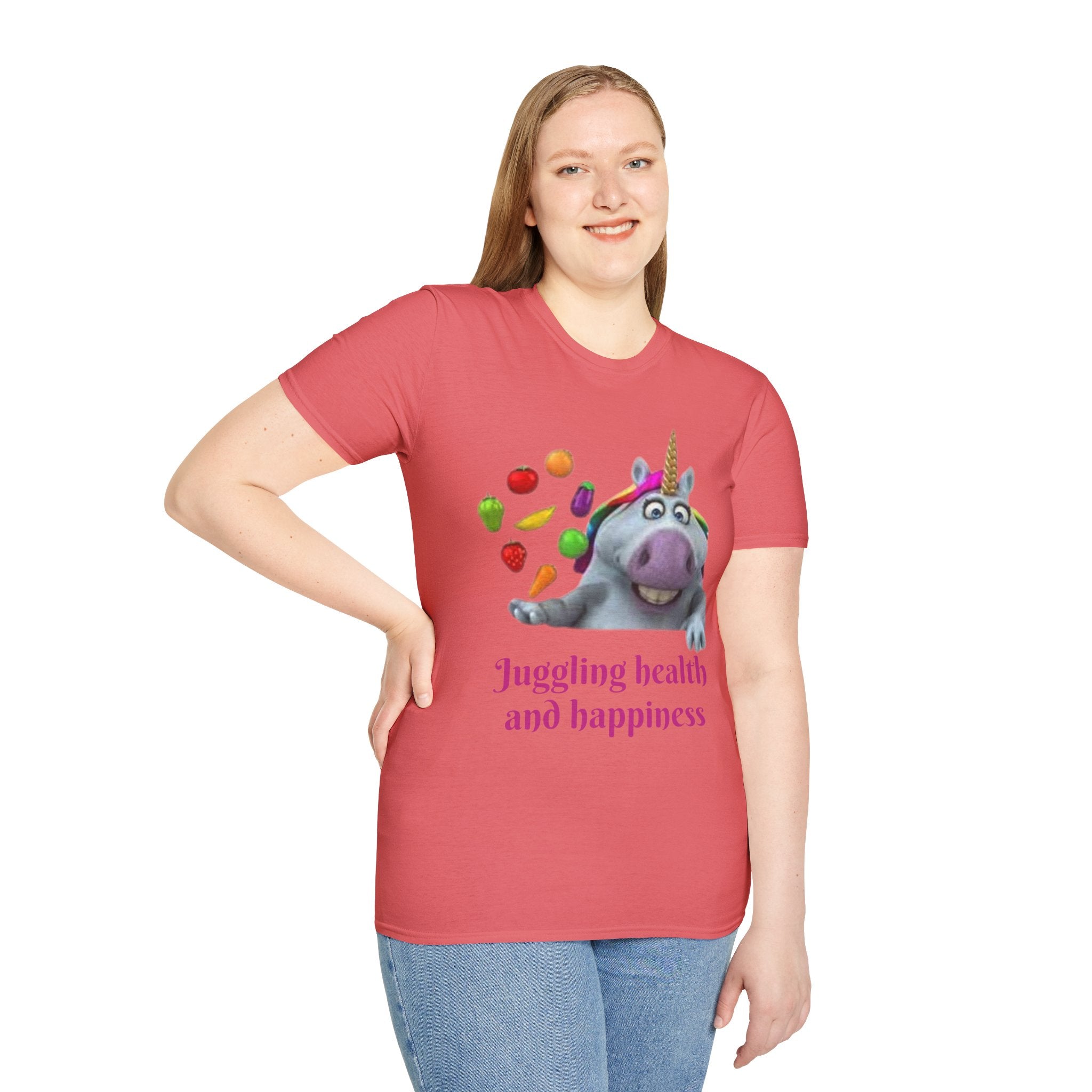 Juggling Health And Happiness Unicorn Unisex Softstyle T-Shirt