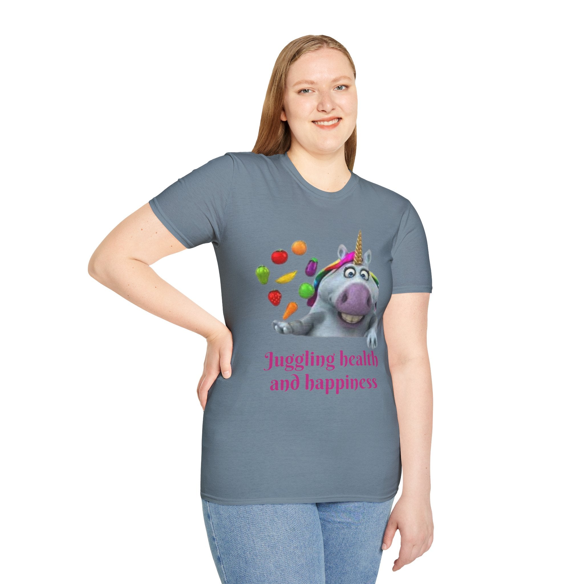 Juggling Health And Happiness Unicorn Unisex Softstyle T-Shirt