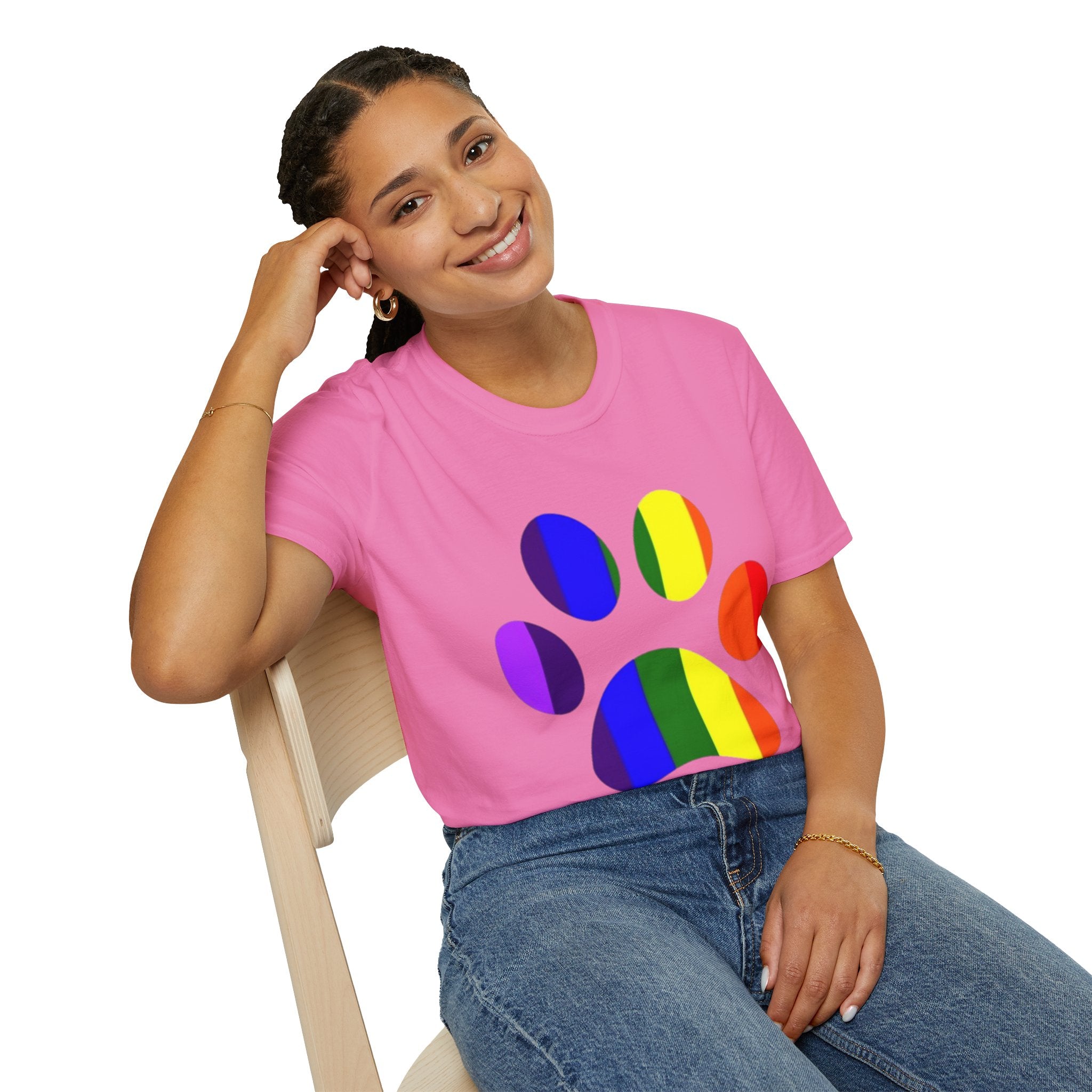 Pride Paw Print Unisex Softstyle T-Shirt