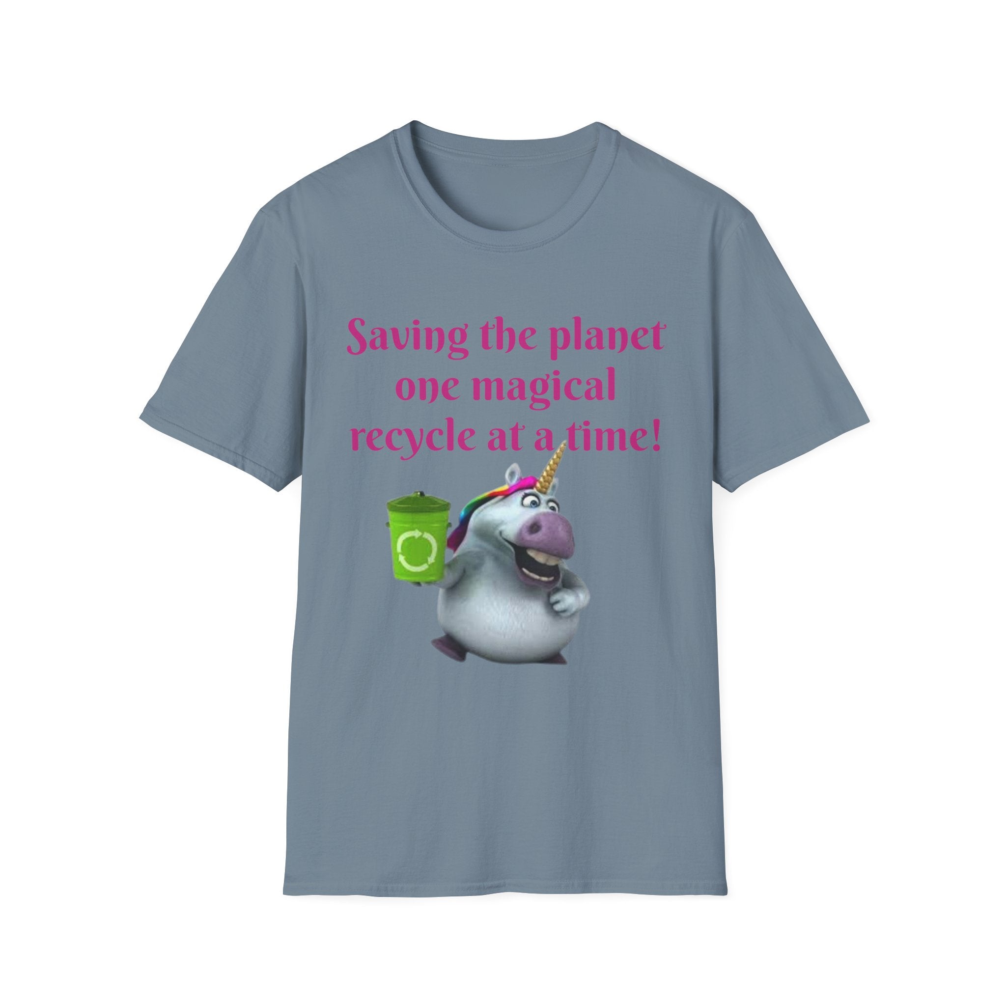 Saving The Planet One Magical Recycle At A Time! Unicorn Unisex Softstyle T-Shirt