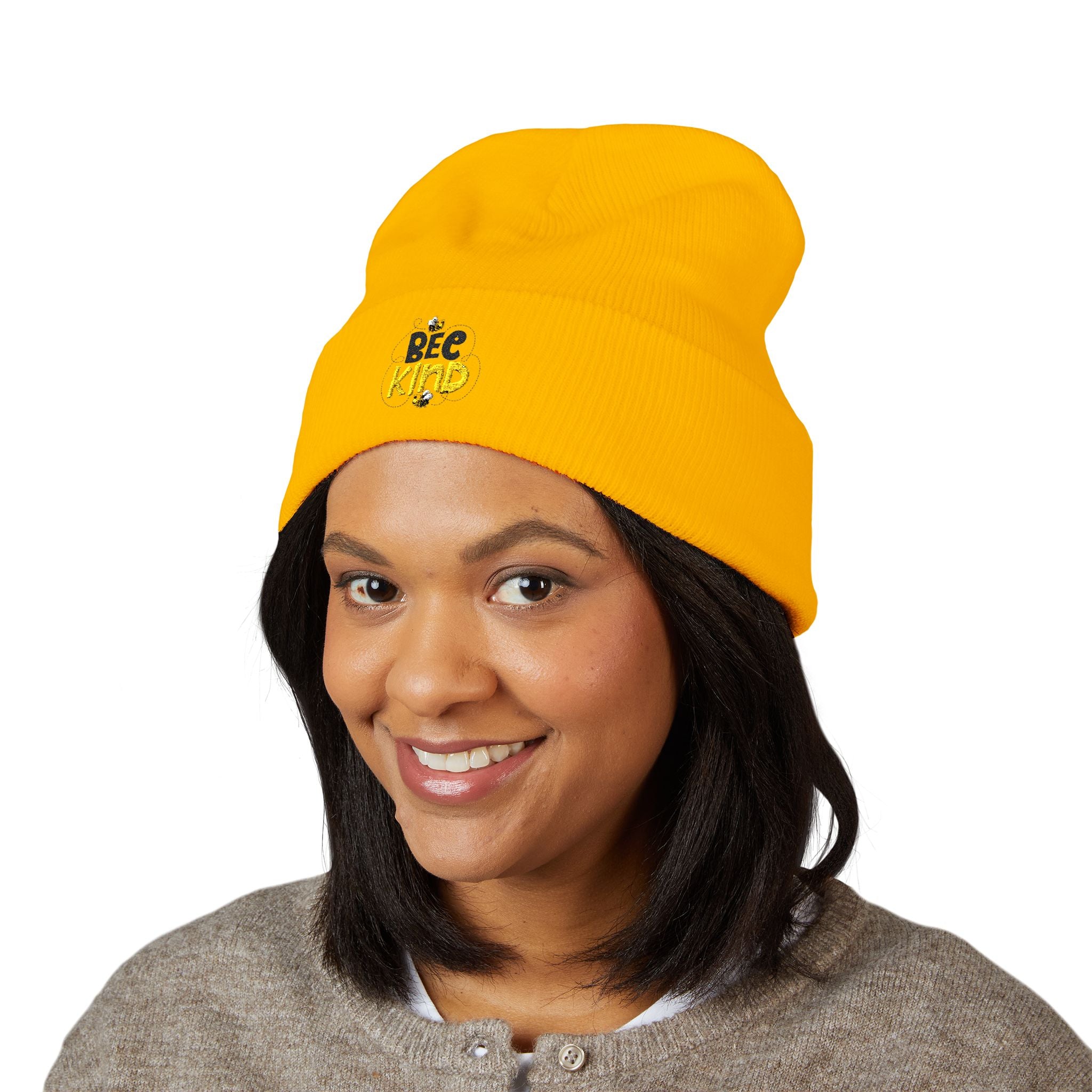 Bee Kind Embroidered Cuffed Beanie