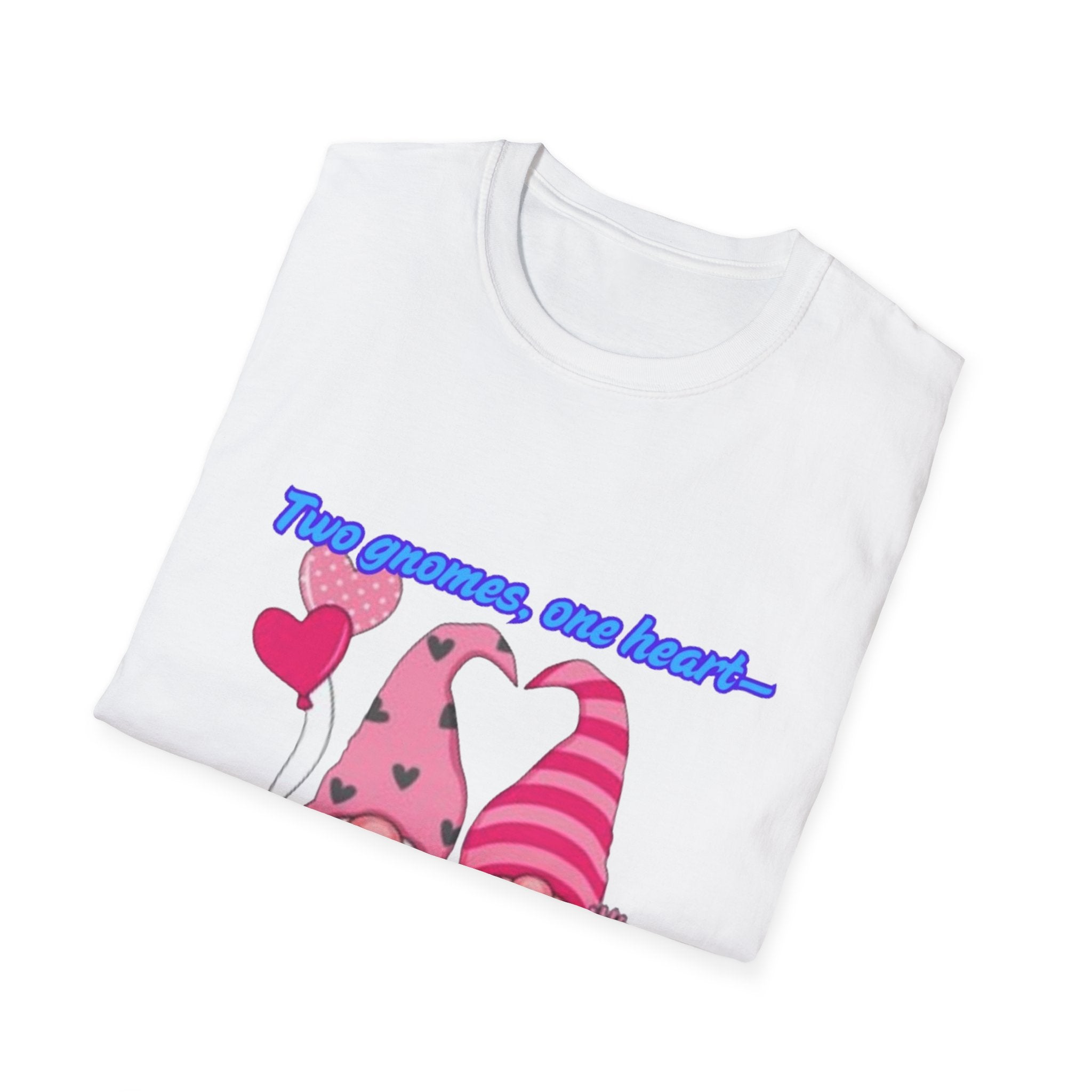 Two Gnomes, One Heart- Let's Make Love Grow Wild Unisex Softstyle T-Shirt