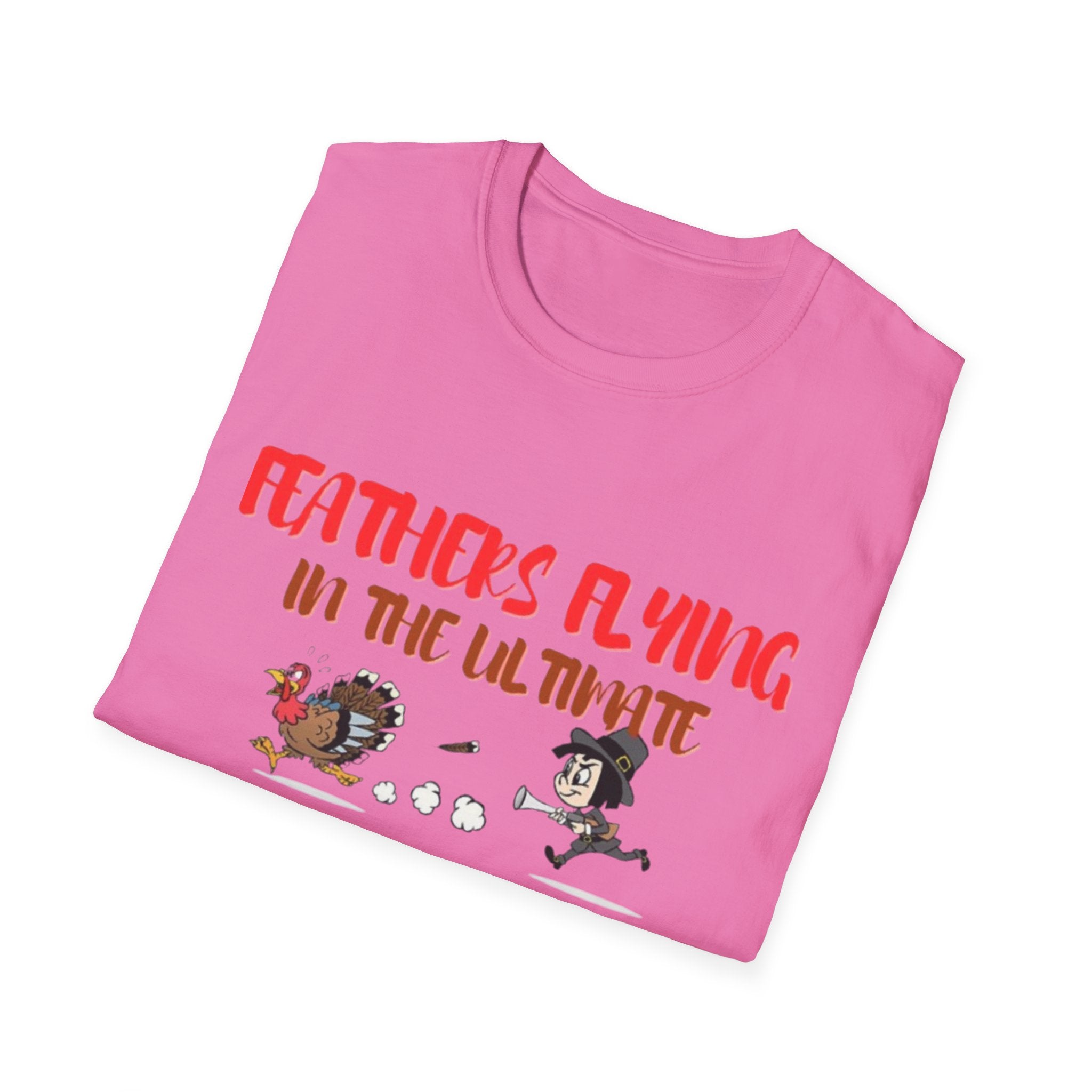 Feathers Flying In The Ultimate Thanksgiving Showdown Unisex Softstyle T-Shirt