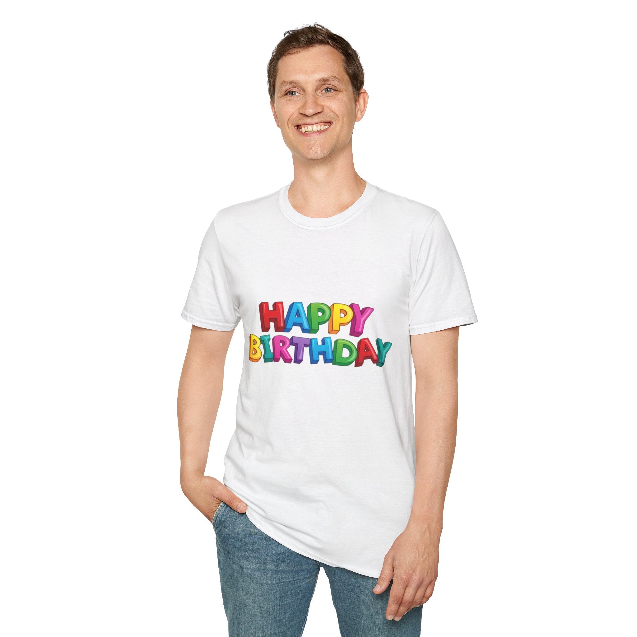 Happy Birthday Unisex Softstyle T-Shirt-Personalize It!