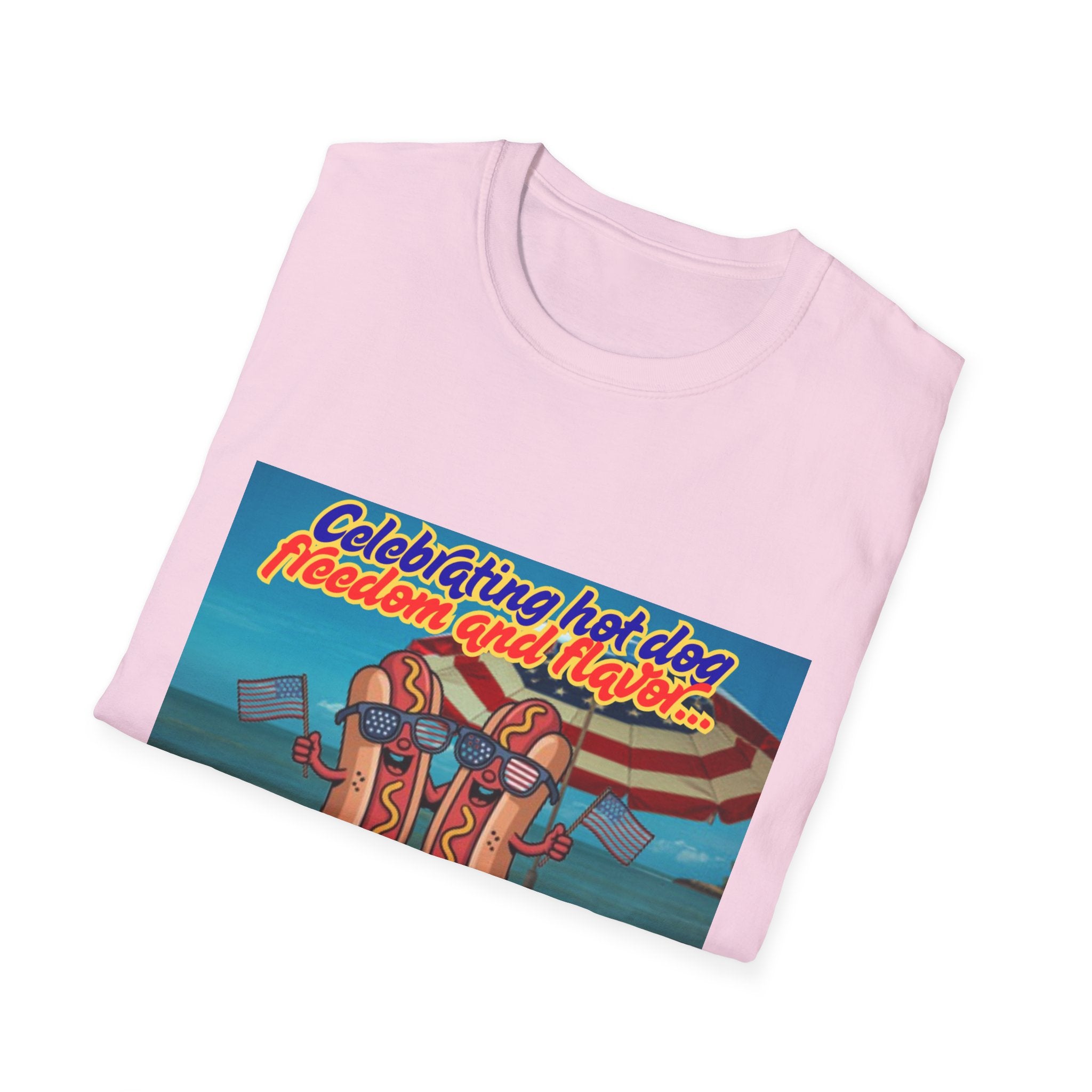 Celebrating Hot Dog Freedom And Flavor Summer Style! Unisex Softstyle T-Shirt