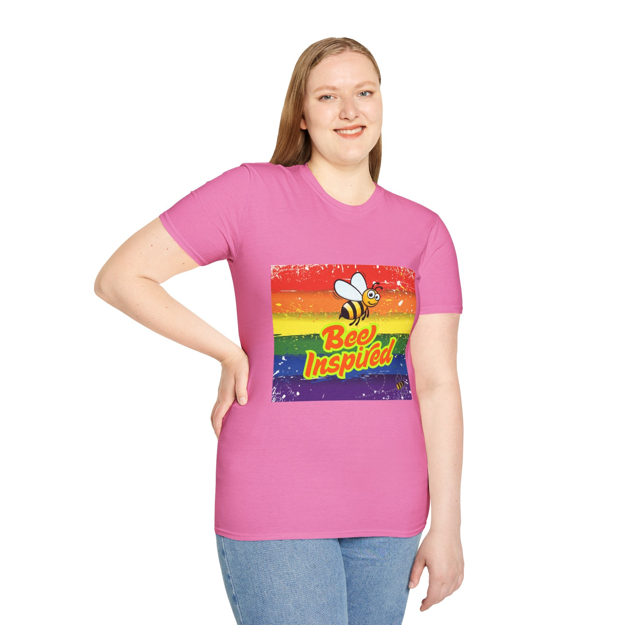 Bee Inspired Rainbow Unisex Softstyle T-Shirt