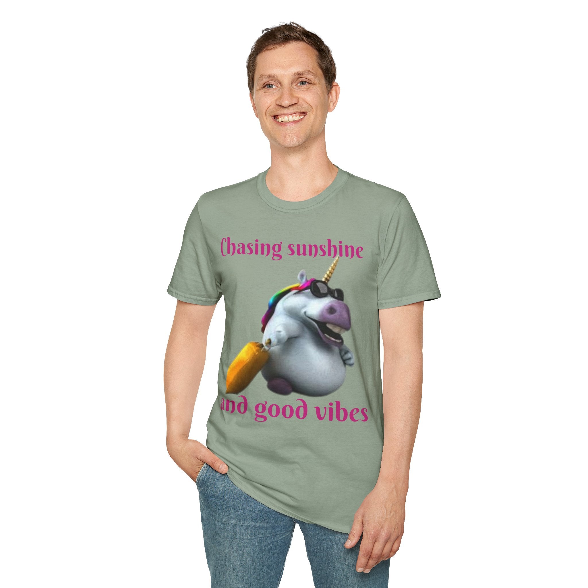 Chasing Sunshine And Good Vibes Unicorn Unisex Softstyle T-Shirt