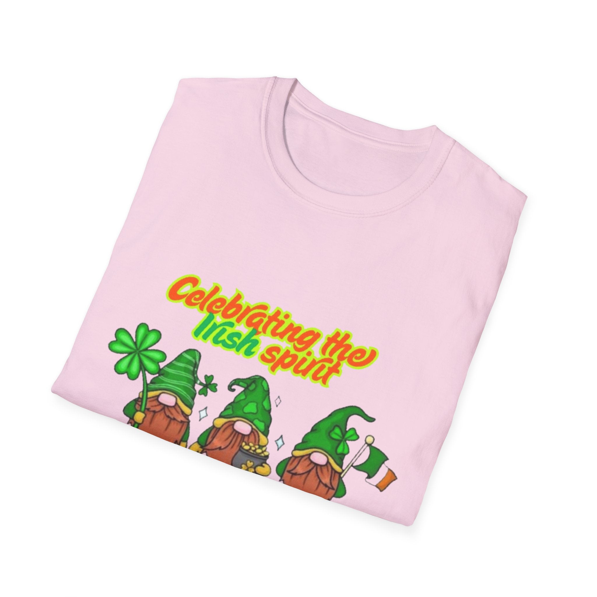 Celebrating the Irish Spirit One Gnome At A Time Unisex Softstyle T-Shirt