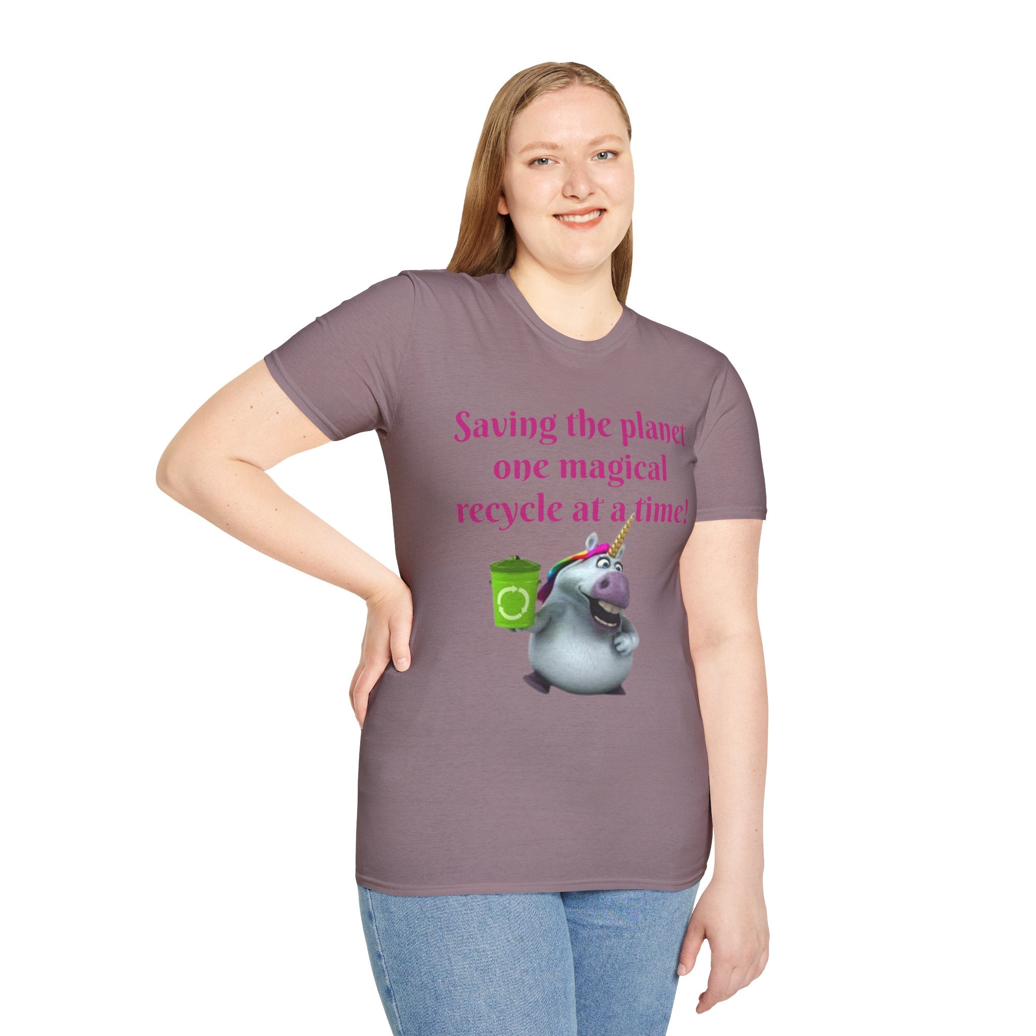 Saving The Planet One Magical Recycle At A Time! Unicorn Unisex Softstyle T-Shirt