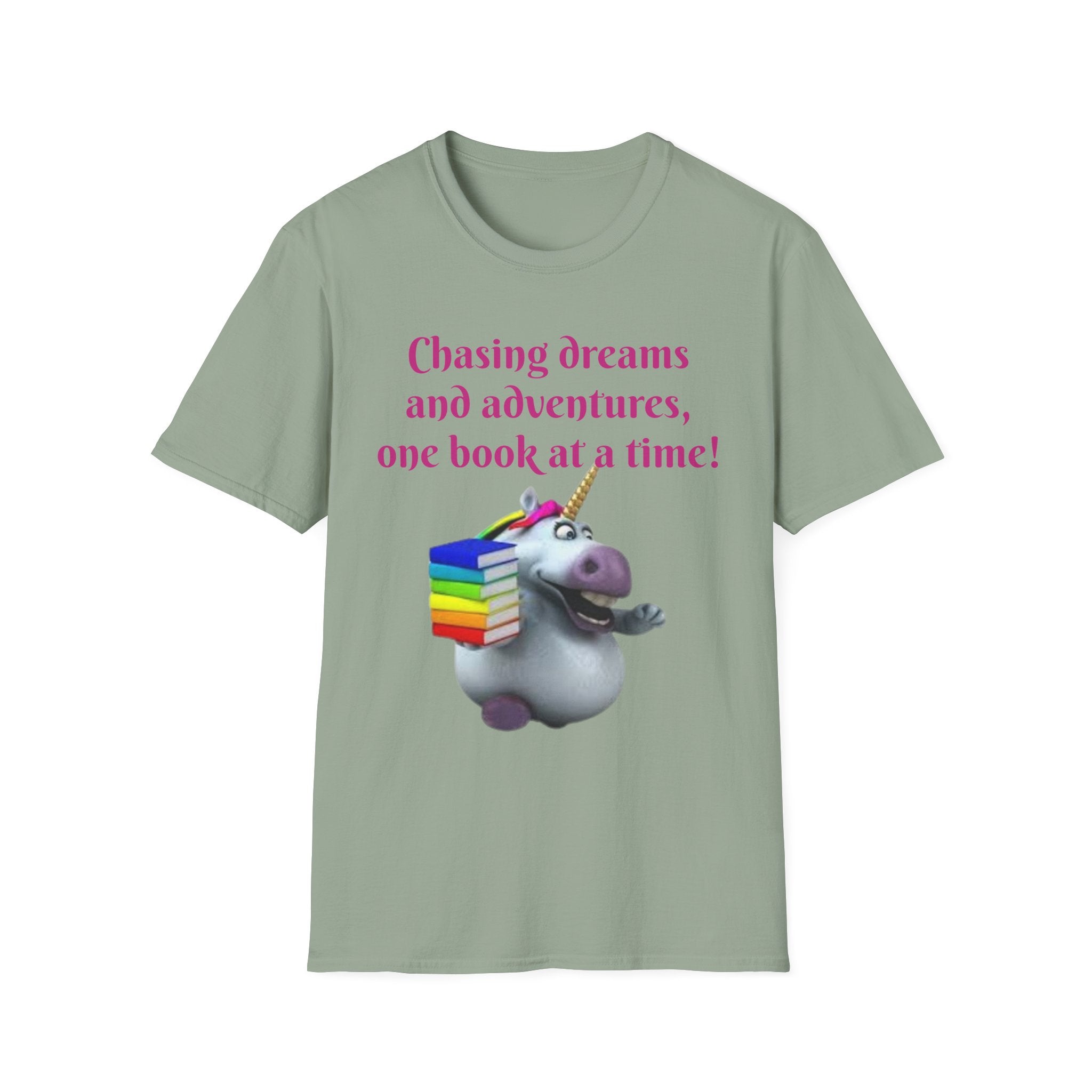 Chasing Dreams And Adventures, One Book At A Time! Unicorn Unisex Softstyle T-Shirt