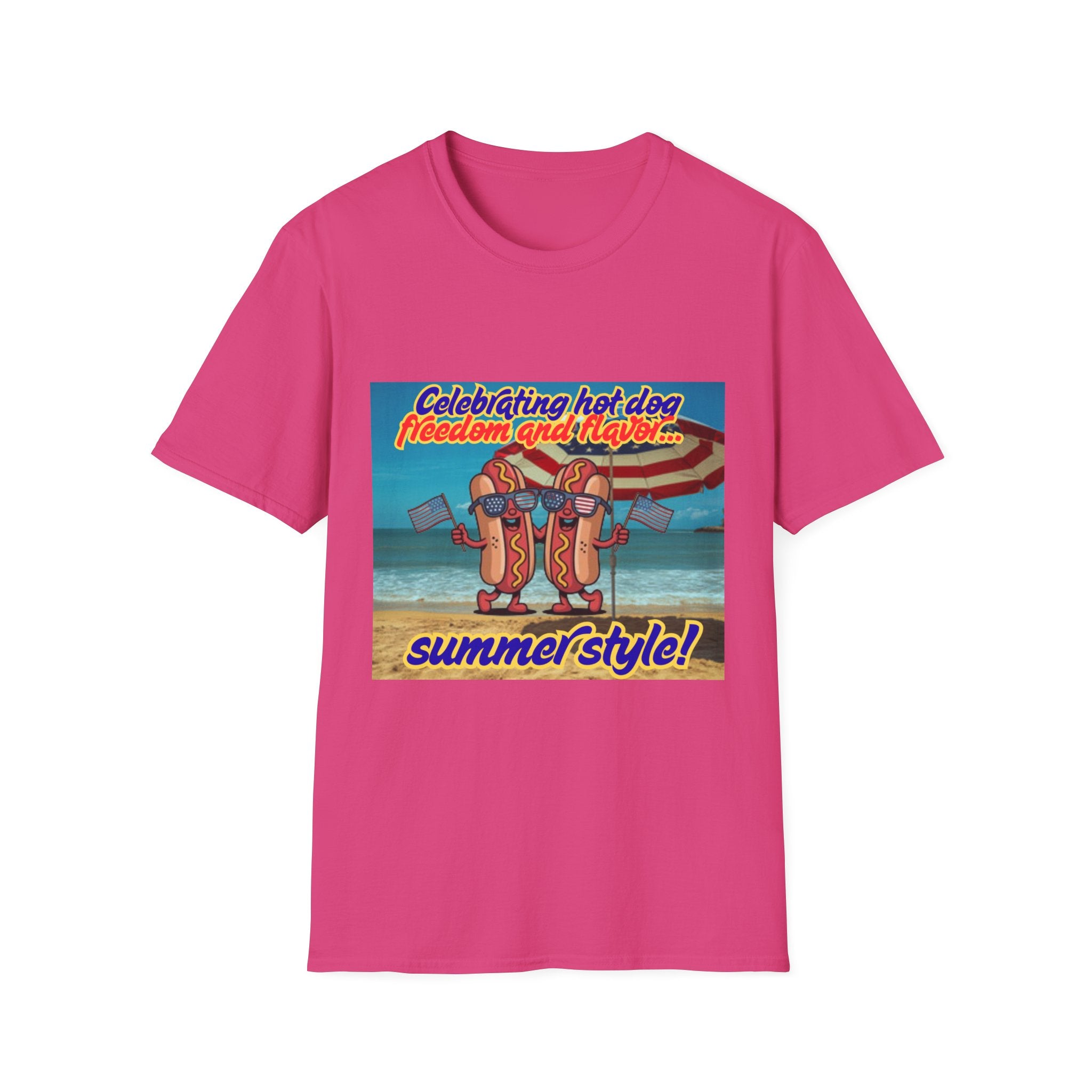 Celebrating Hot Dog Freedom And Flavor Summer Style! Unisex Softstyle T-Shirt