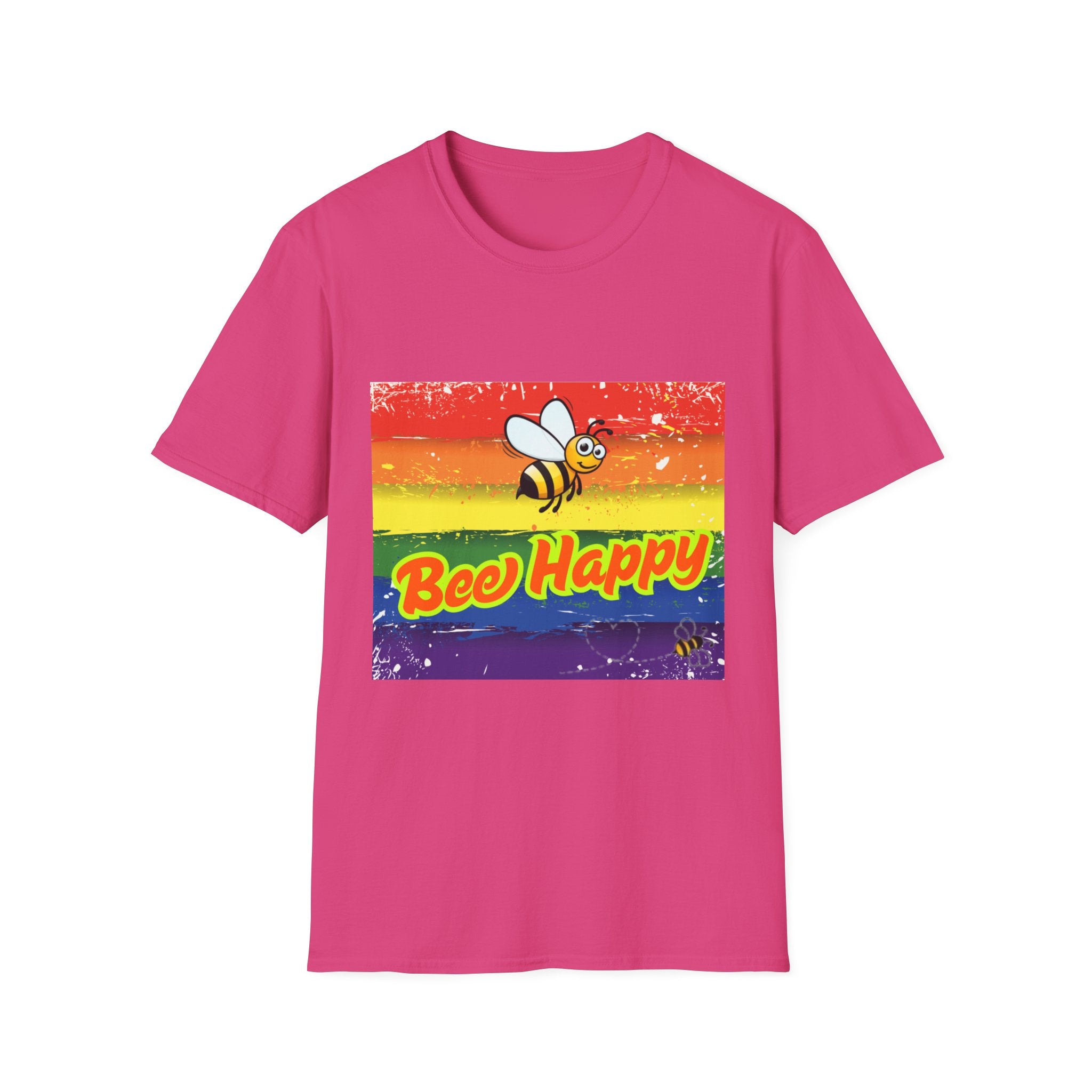 Bee Happy Rainbow Unisex Softstyle T-Shirt