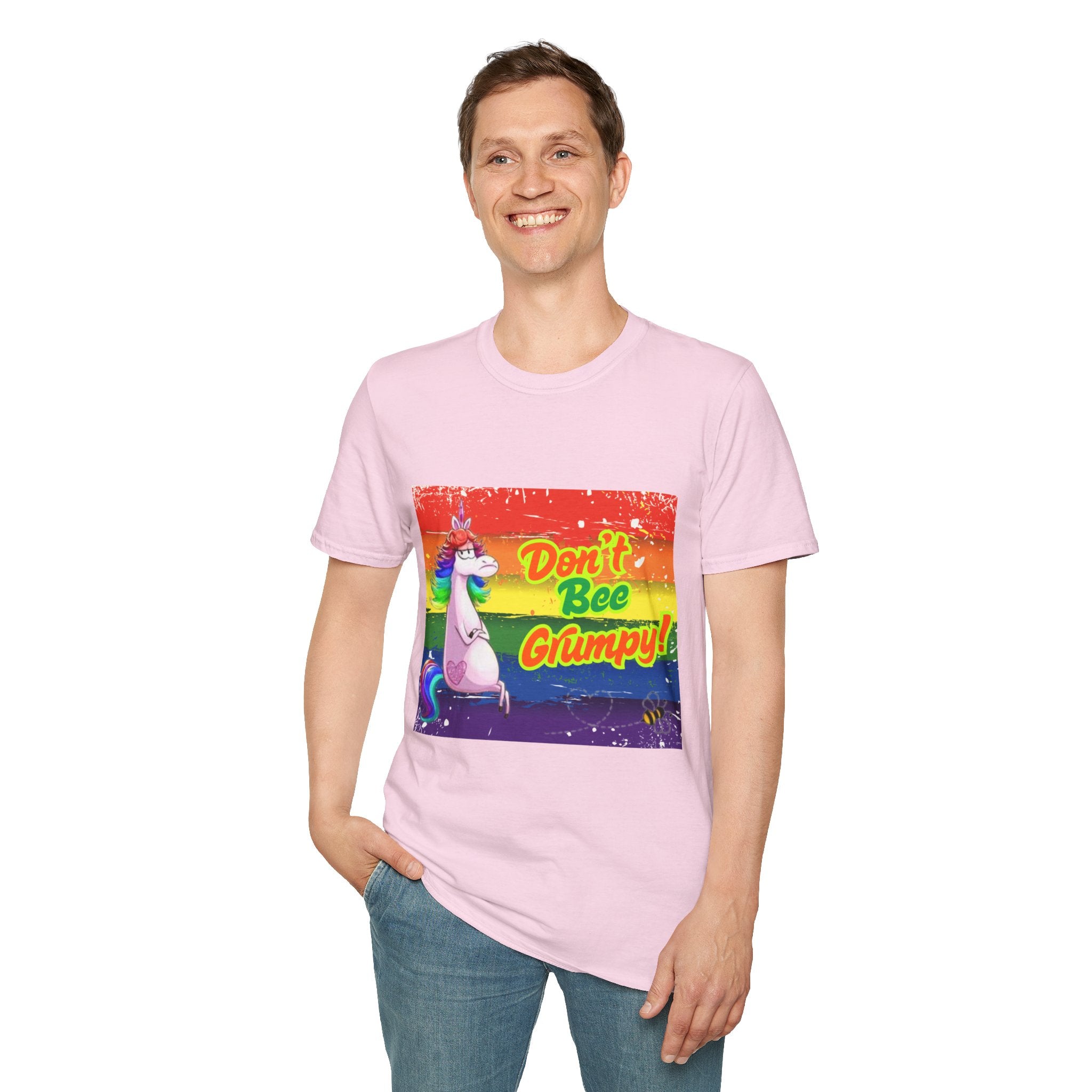 Don't Bee Grumpy Rainbow Unisex Softstyle T-Shirt