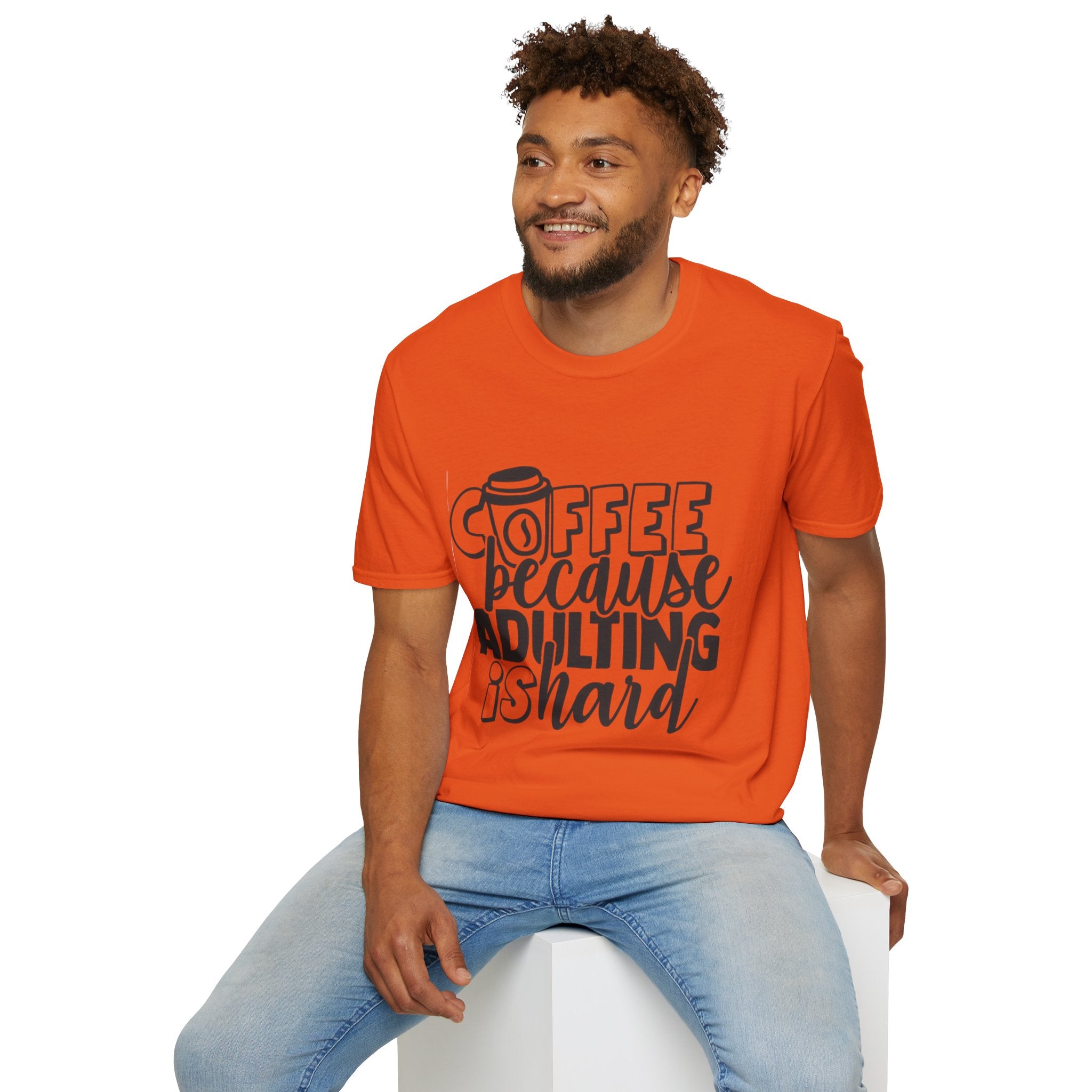Coffee Because Adulting is Hard Unisex Softstyle T-Shirt