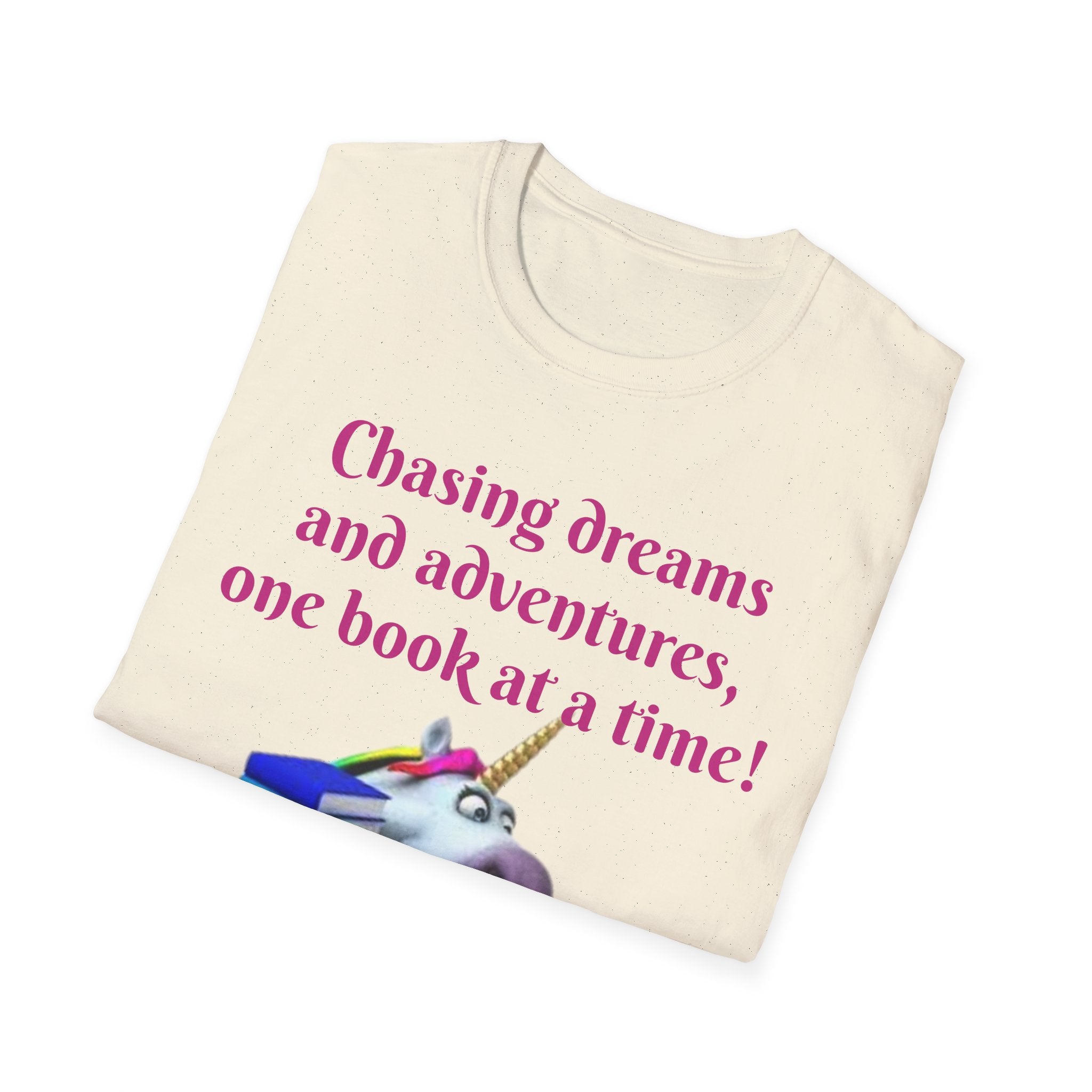 Chasing Dreams And Adventures, One Book At A Time! Unicorn Unisex Softstyle T-Shirt