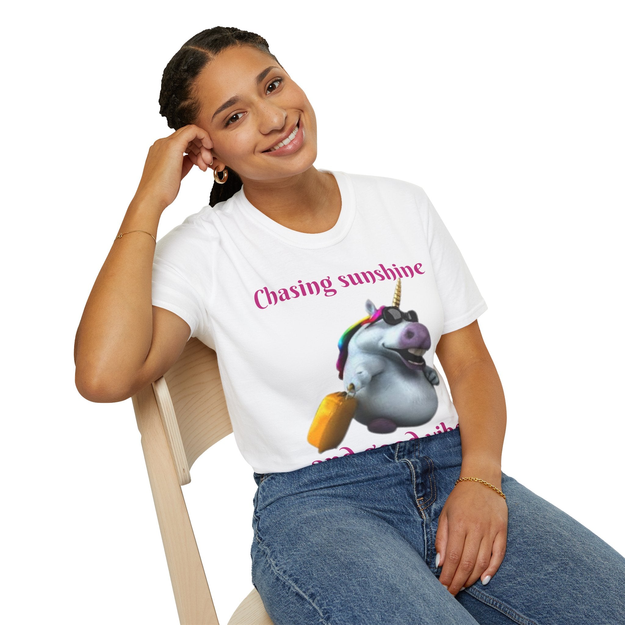 Chasing Sunshine And Good Vibes Unicorn Unisex Softstyle T-Shirt